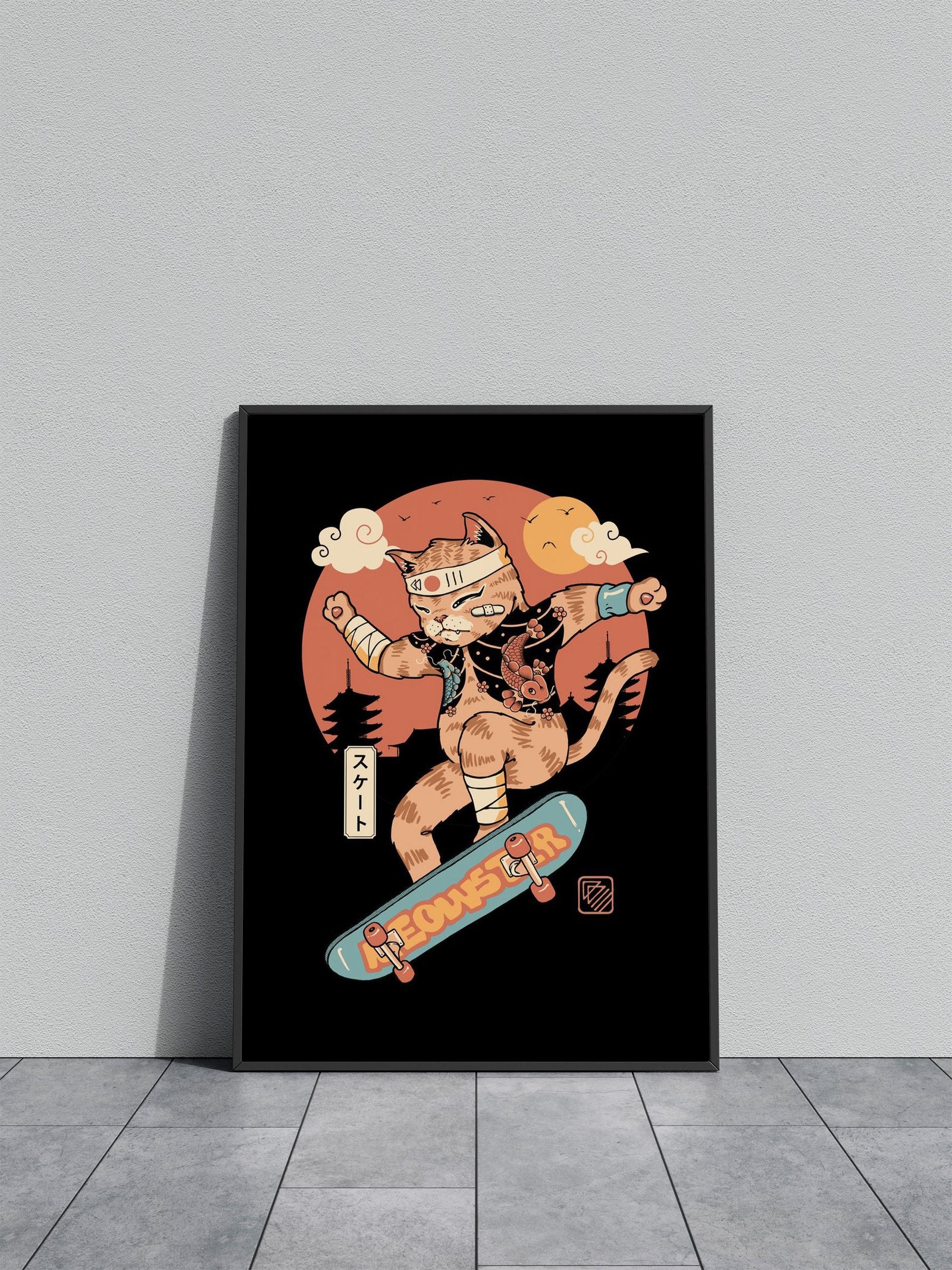 Meowster Skater II Asian Style Poster | Wall Art for Home & Office | High-Quality Print - High-Quality Visual Display