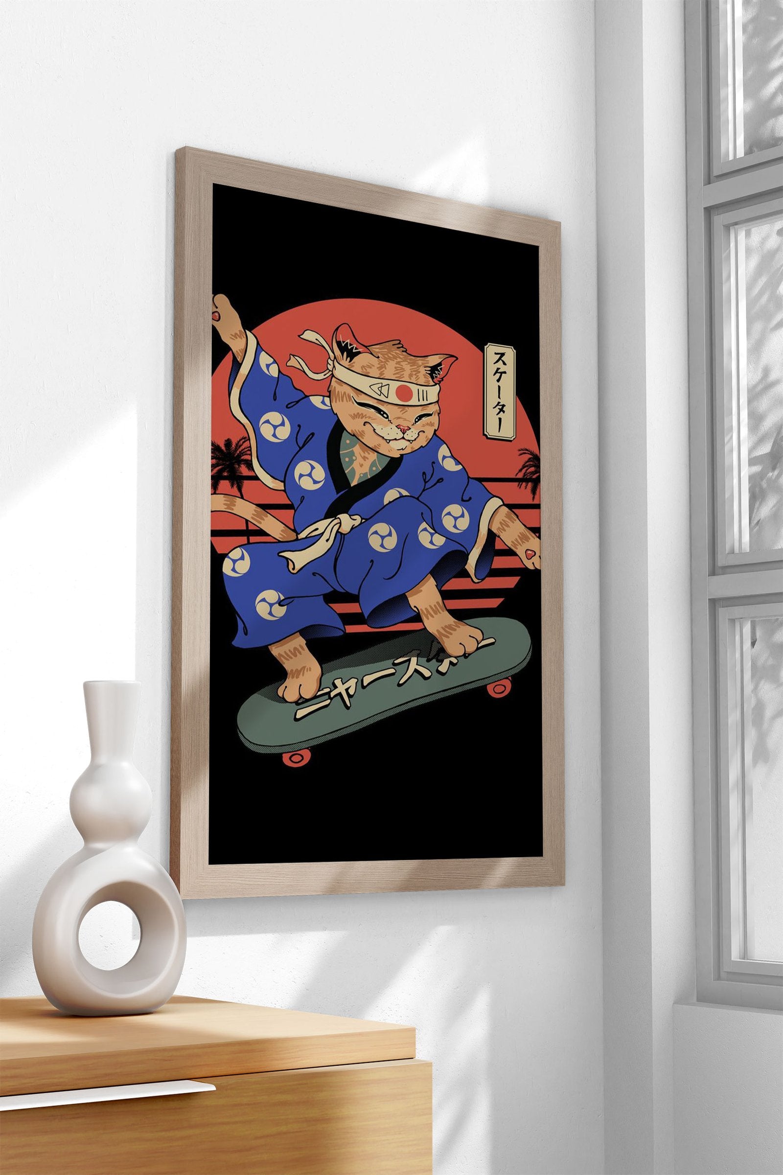 Meowster Skater I Asian Style Poster | Wall Art for Home & Office | High-Quality Print - High-Quality Visual Display
