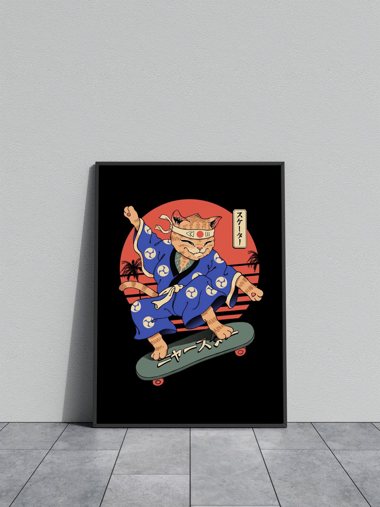 Meowster Skater I Asian Style Poster | Wall Art for Home & Office | High-Quality Print - High-Quality Visual Display