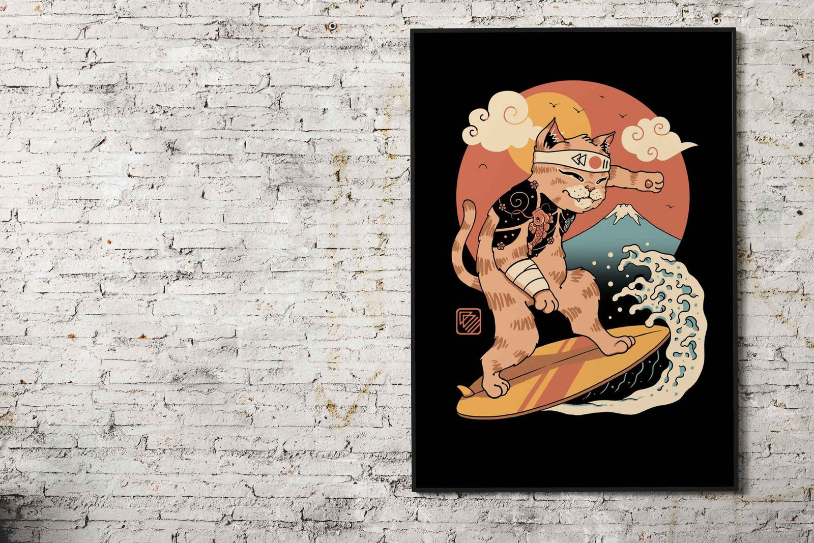 Meowster Surfer Asian Style Poster | Wall Art for Home & Office | High-Quality Print - High-Quality Visual Display