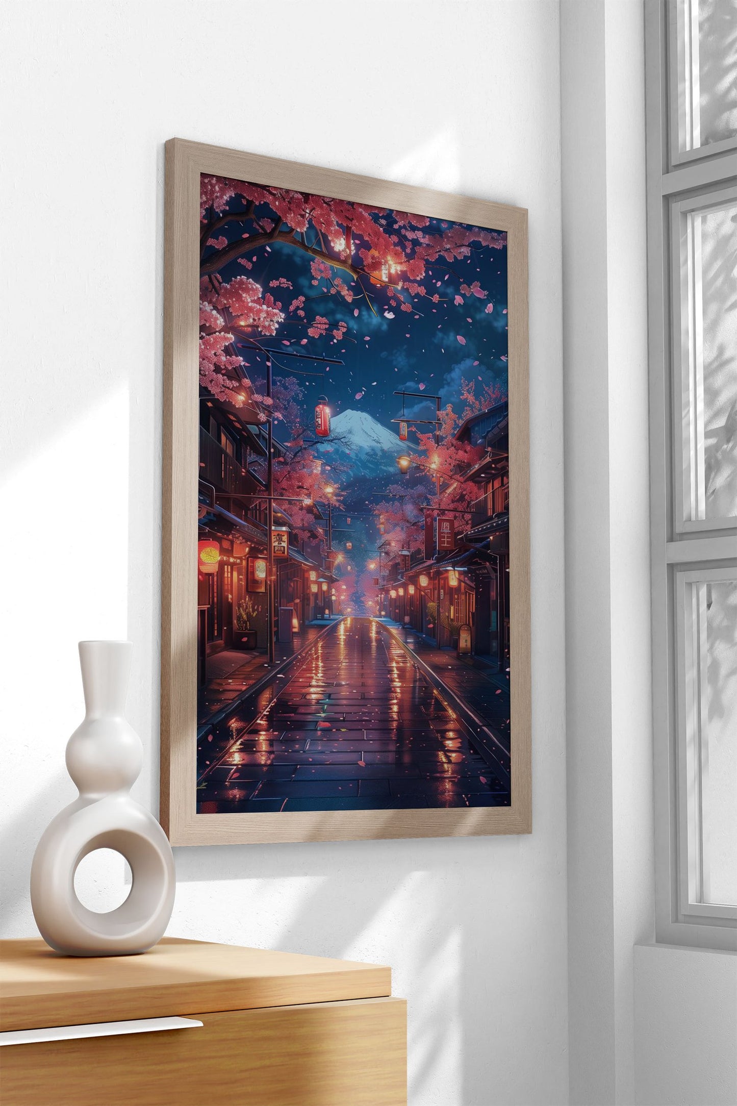 Midnight Cherry Path Asian Style Poster | Wall Art for Home & Office | High-Quality Print - High-Quality Visual Display