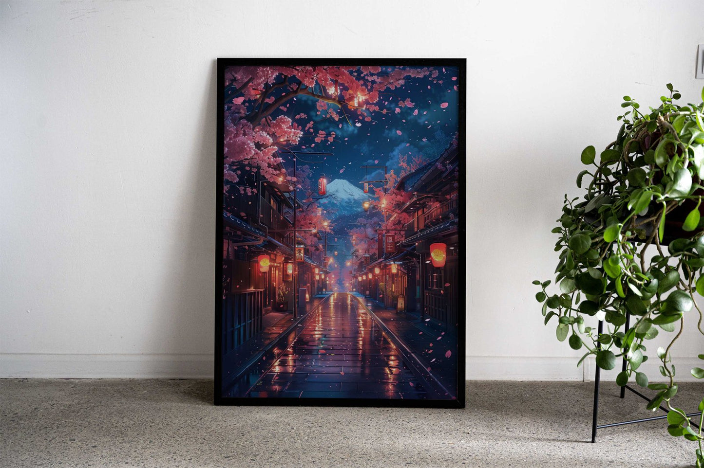 Midnight Cherry Path Asian Style Poster | Wall Art for Home & Office | High-Quality Print - High-Quality Visual Display