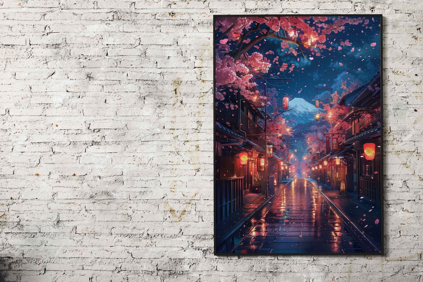 Midnight Cherry Path Asian Style Poster | Wall Art for Home & Office | High-Quality Print - High-Quality Visual Display