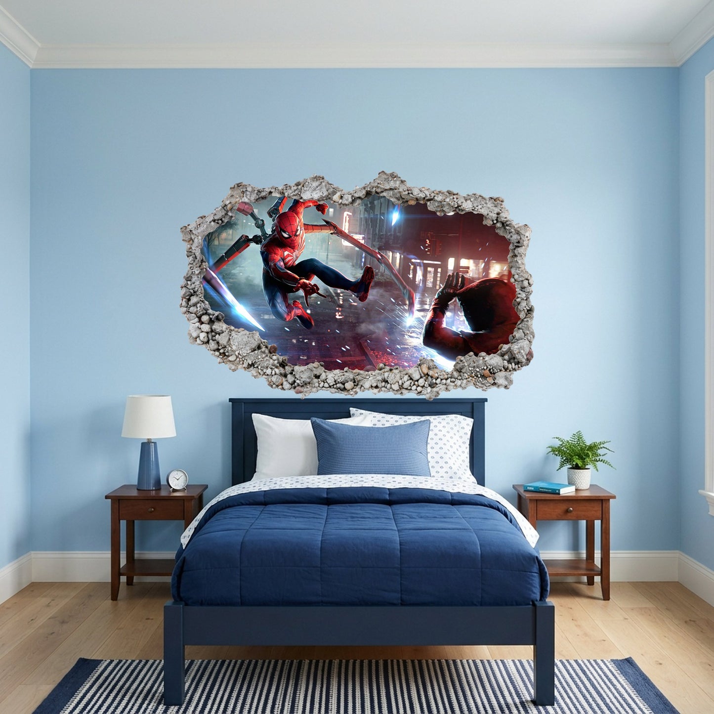 Miles Morales Spider-Verse Nursery Wall Art 3D Smashed Wall Decal 242