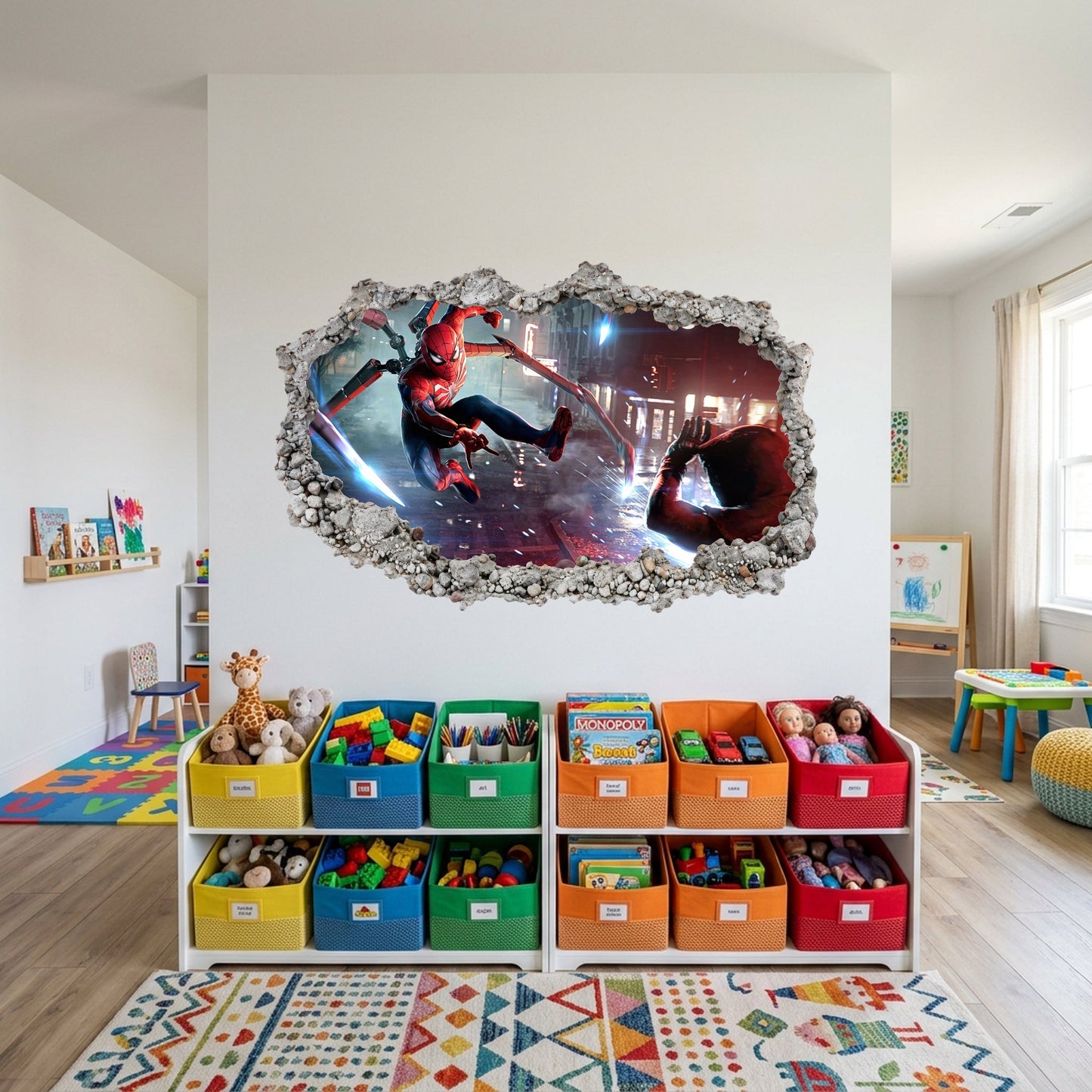 Miles Morales Spider-Verse Nursery Wall Art 3D Smashed Wall Decal 242