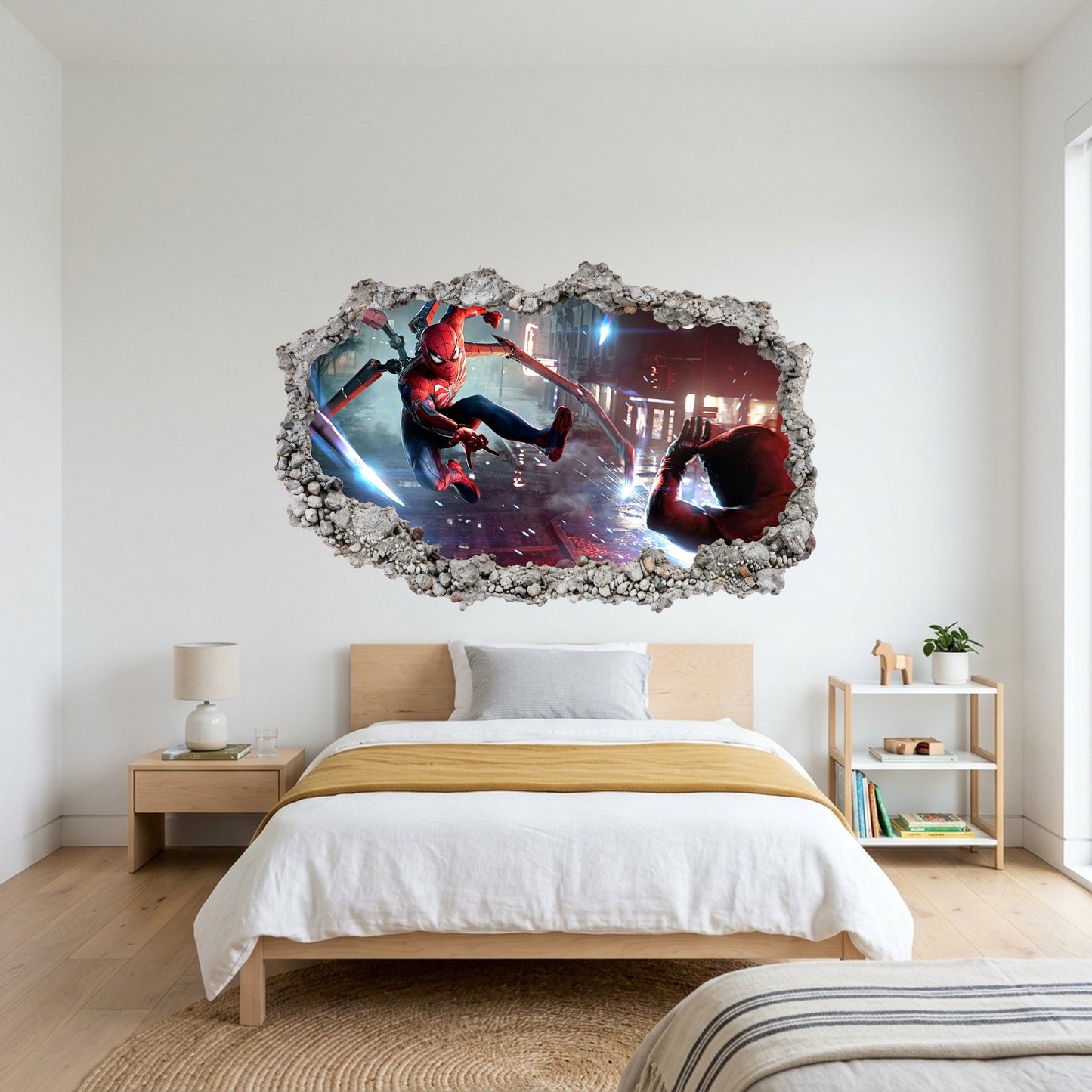 Miles Morales Spider-Verse Nursery Wall Art 3D Smashed Wall Decal 242