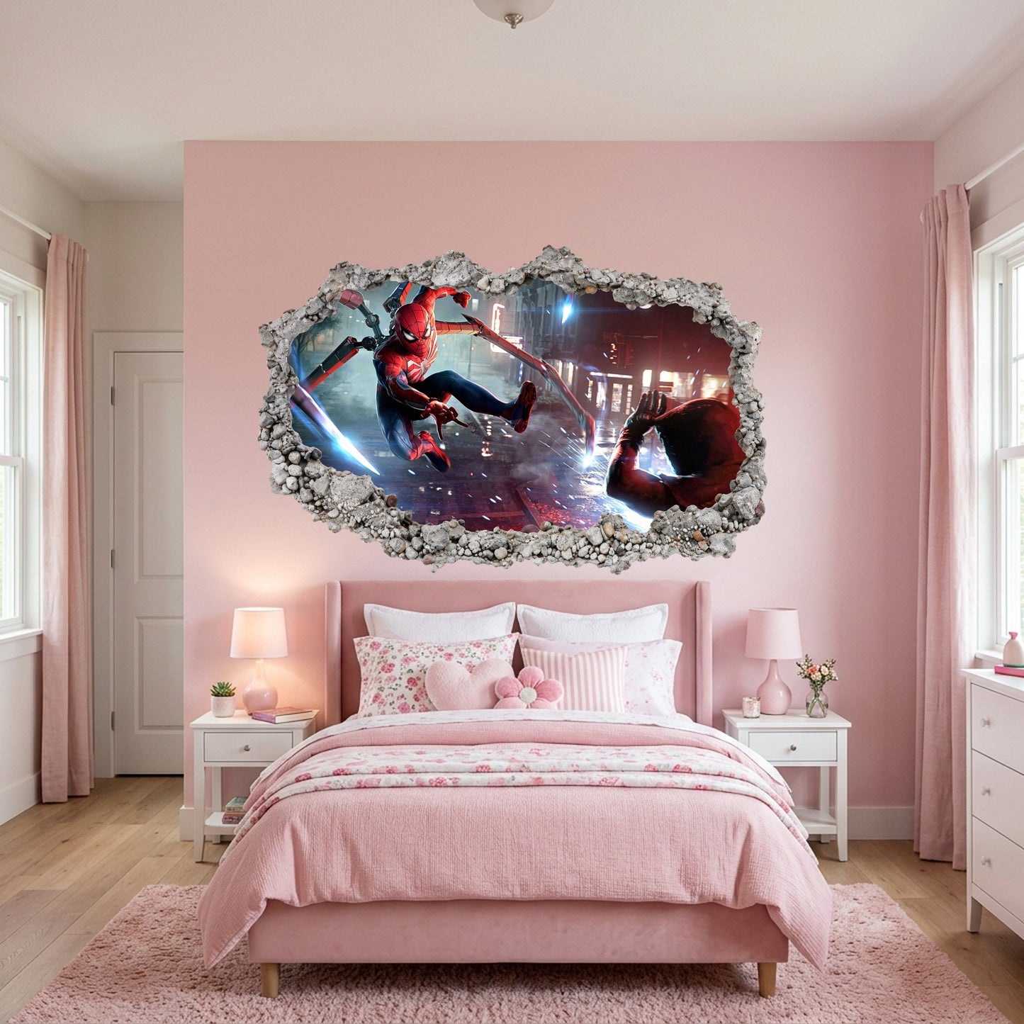 Miles Morales Spider-Verse Nursery Wall Art 3D Smashed Wall Decal 242