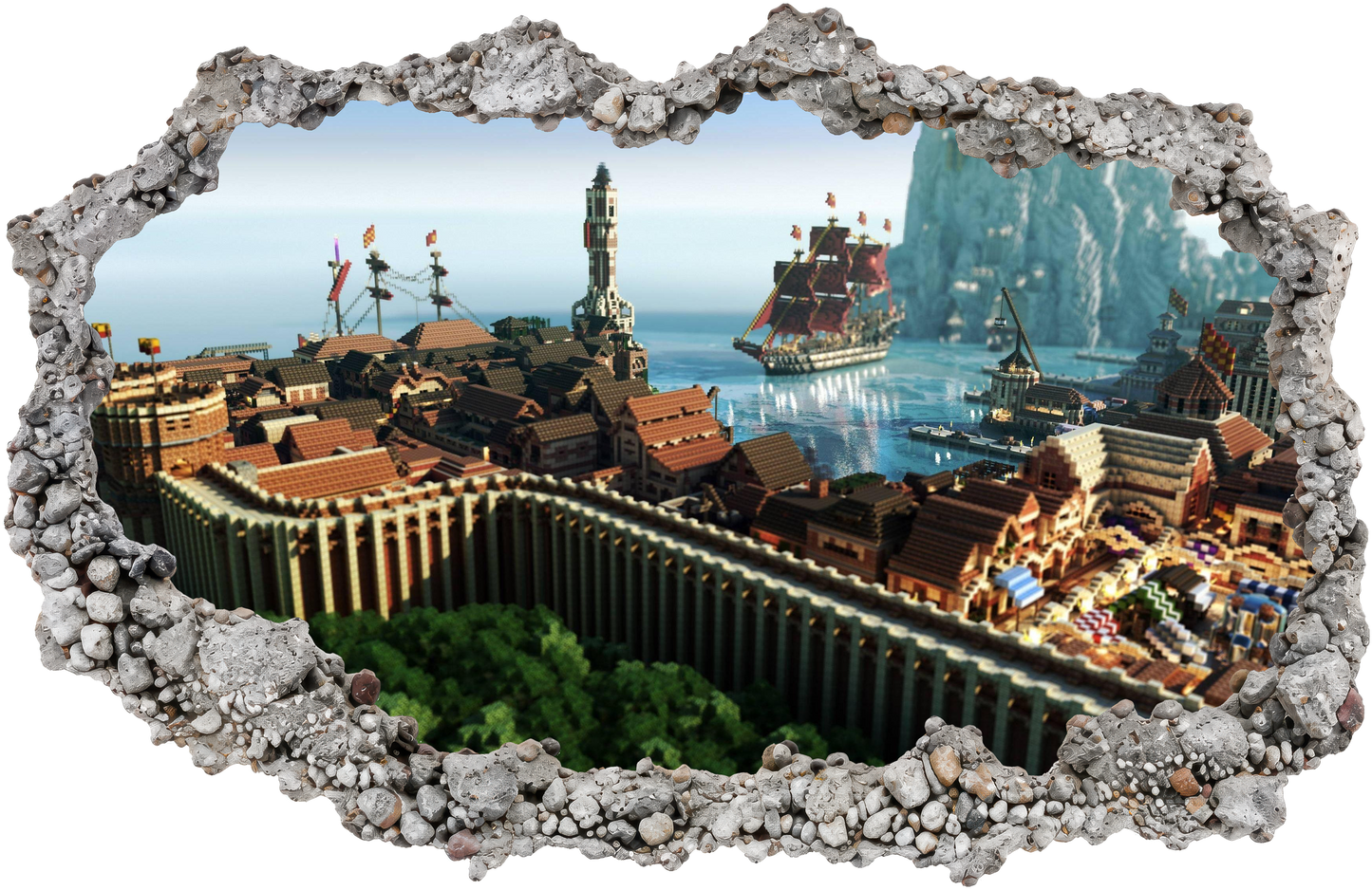 Minecraft Gaming World 3D Wall Hole Decal Smashed Brick Decal 119