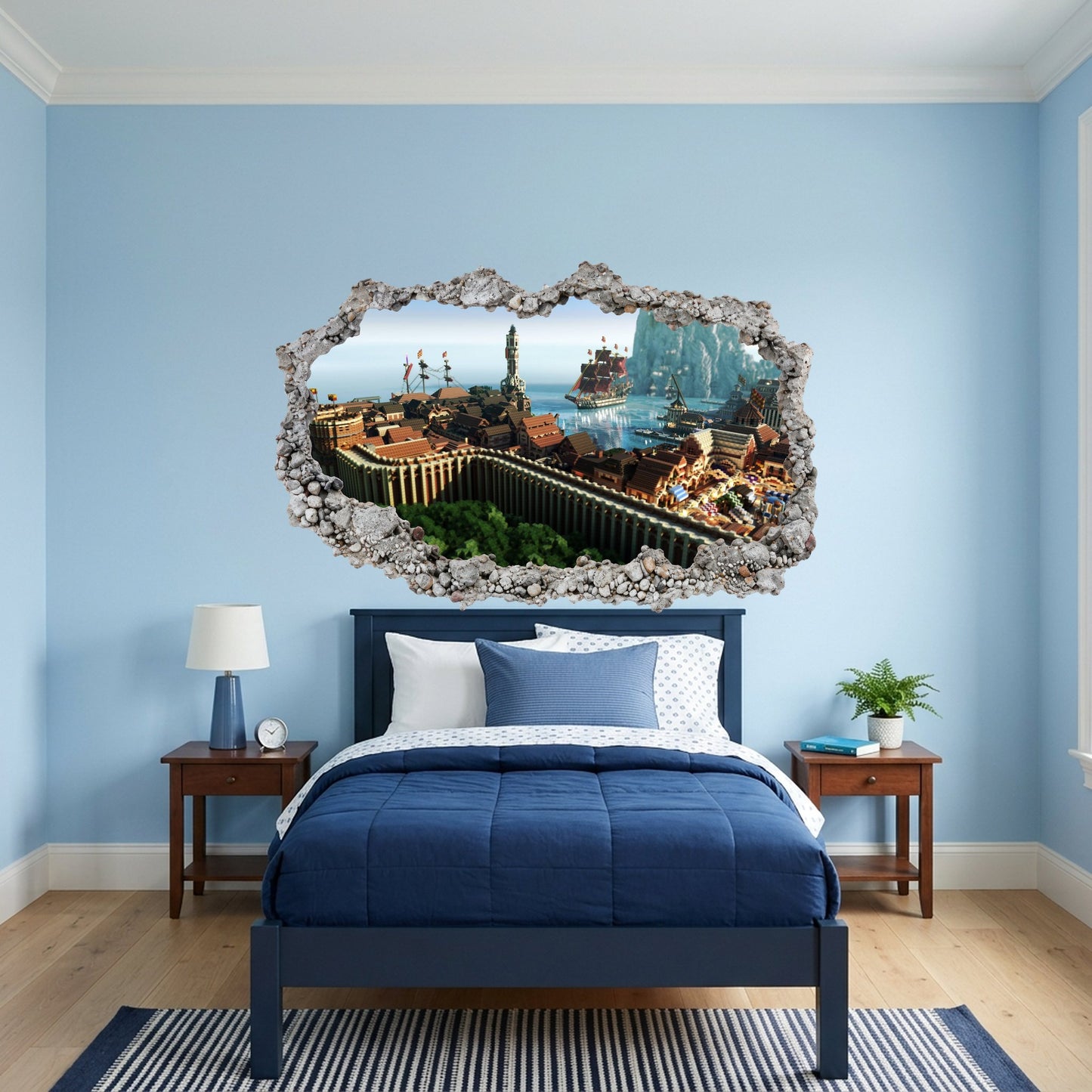 Minecraft Gaming World 3D Wall Hole Decal Smashed Brick Decal 119