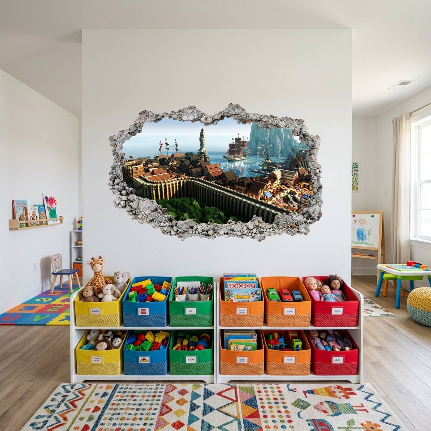 Minecraft Gaming World 3D Wall Hole Decal Smashed Brick Decal 119