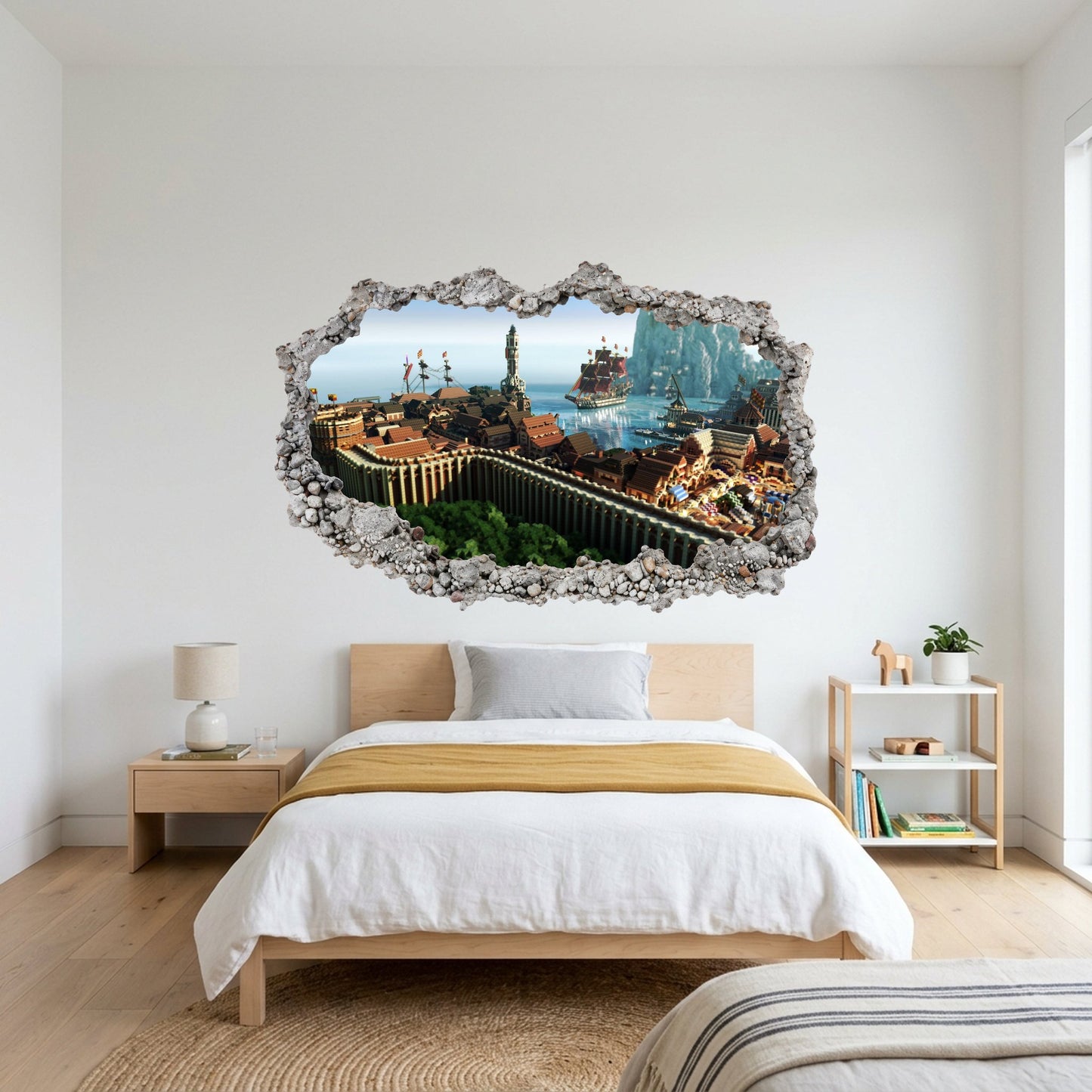 Minecraft Gaming World 3D Wall Hole Decal Smashed Brick Decal 119