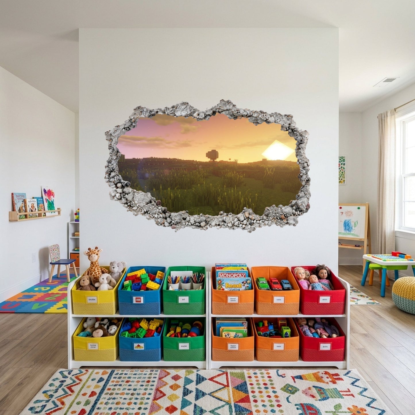 Minecraft Gaming World 3D Wall Hole Decal Wall Art Sticker 127