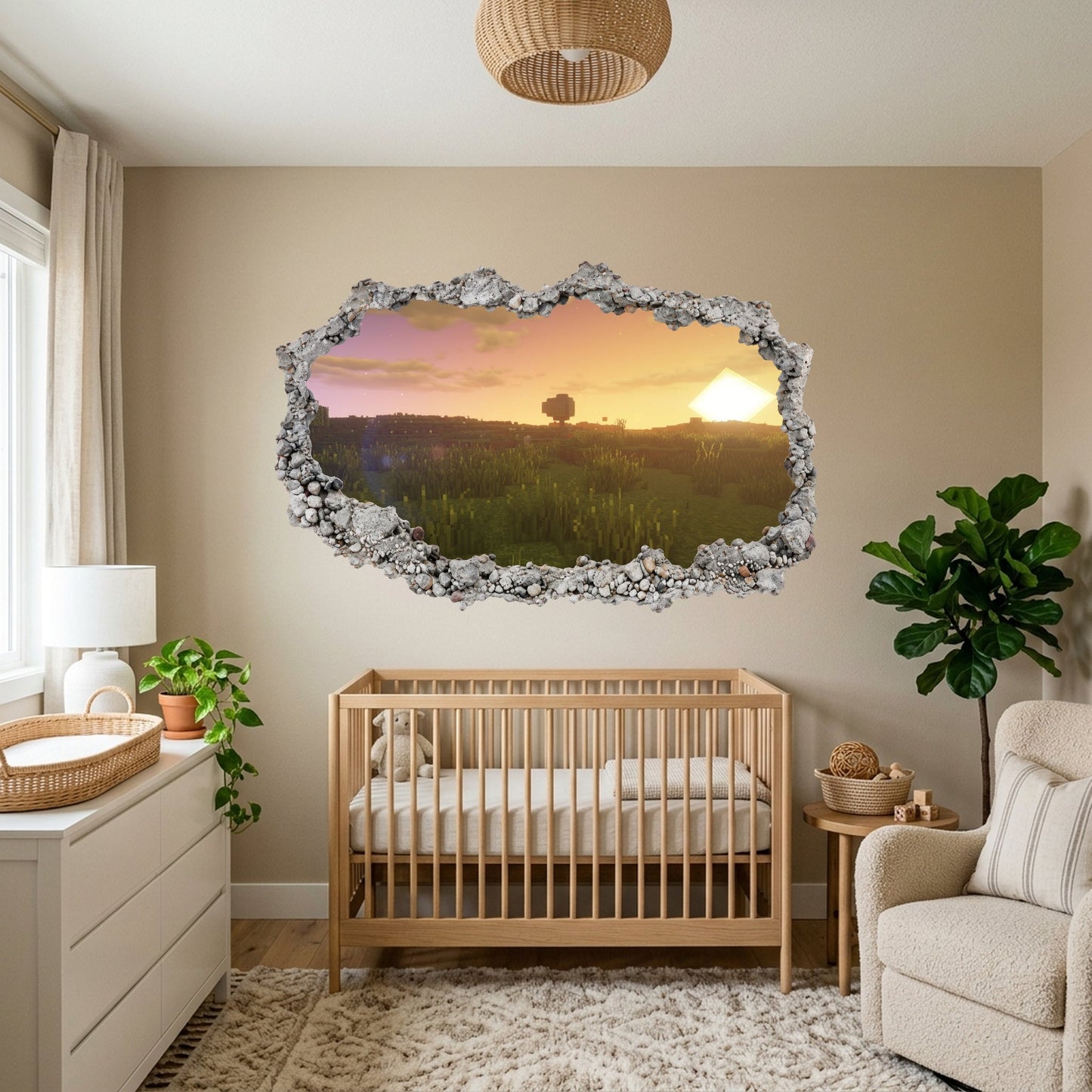 Minecraft Gaming World 3D Wall Hole Decal Wall Art Sticker 127