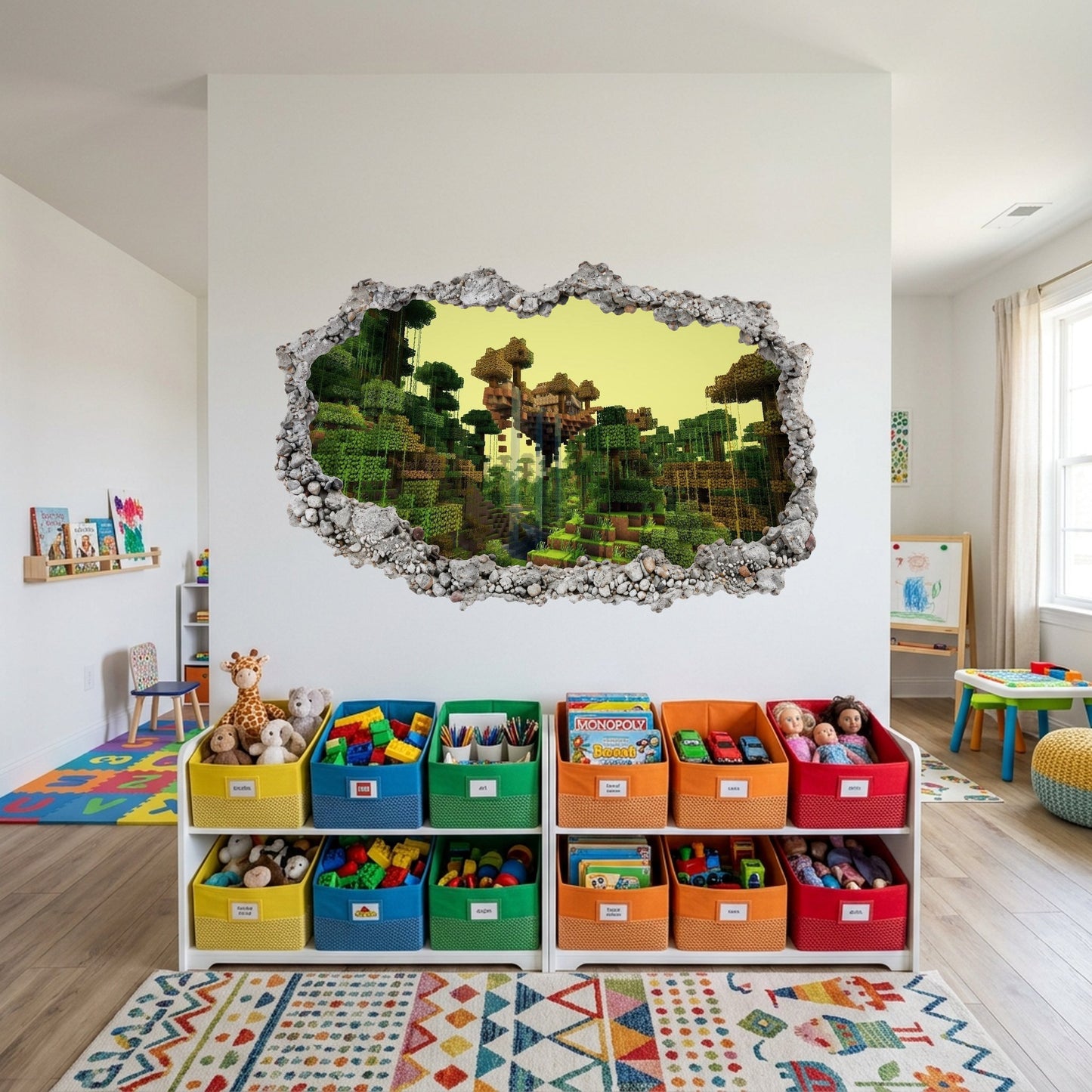 Minecraft Gaming World Nursery Wall Art 3D Wall Hole Decal 157