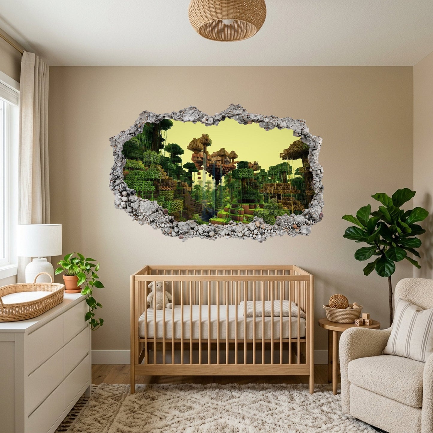 Minecraft Gaming World Nursery Wall Art 3D Wall Hole Decal 157