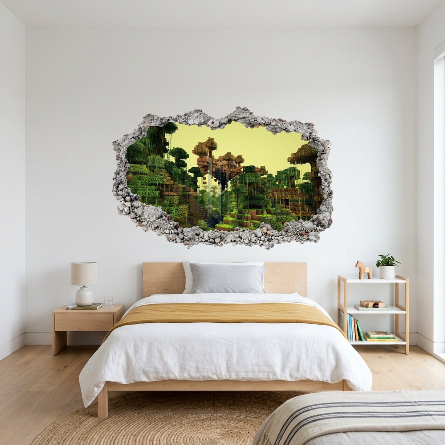 Minecraft Gaming World Nursery Wall Art 3D Wall Hole Decal 157
