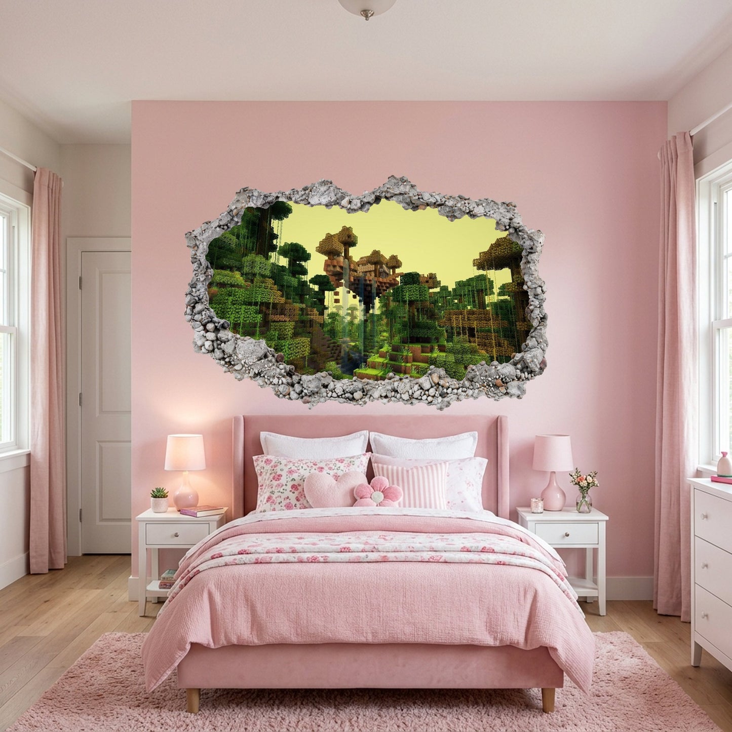 Minecraft Gaming World Nursery Wall Art 3D Wall Hole Decal 157