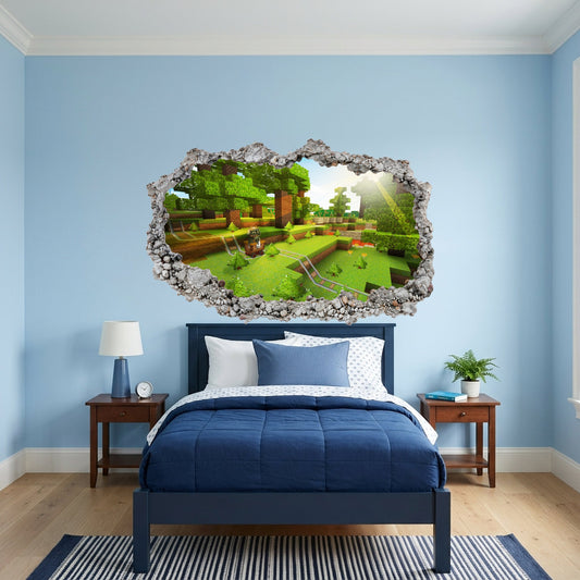 Minecraft Gaming World Smashed Brick Decal Kids Room Decor 125