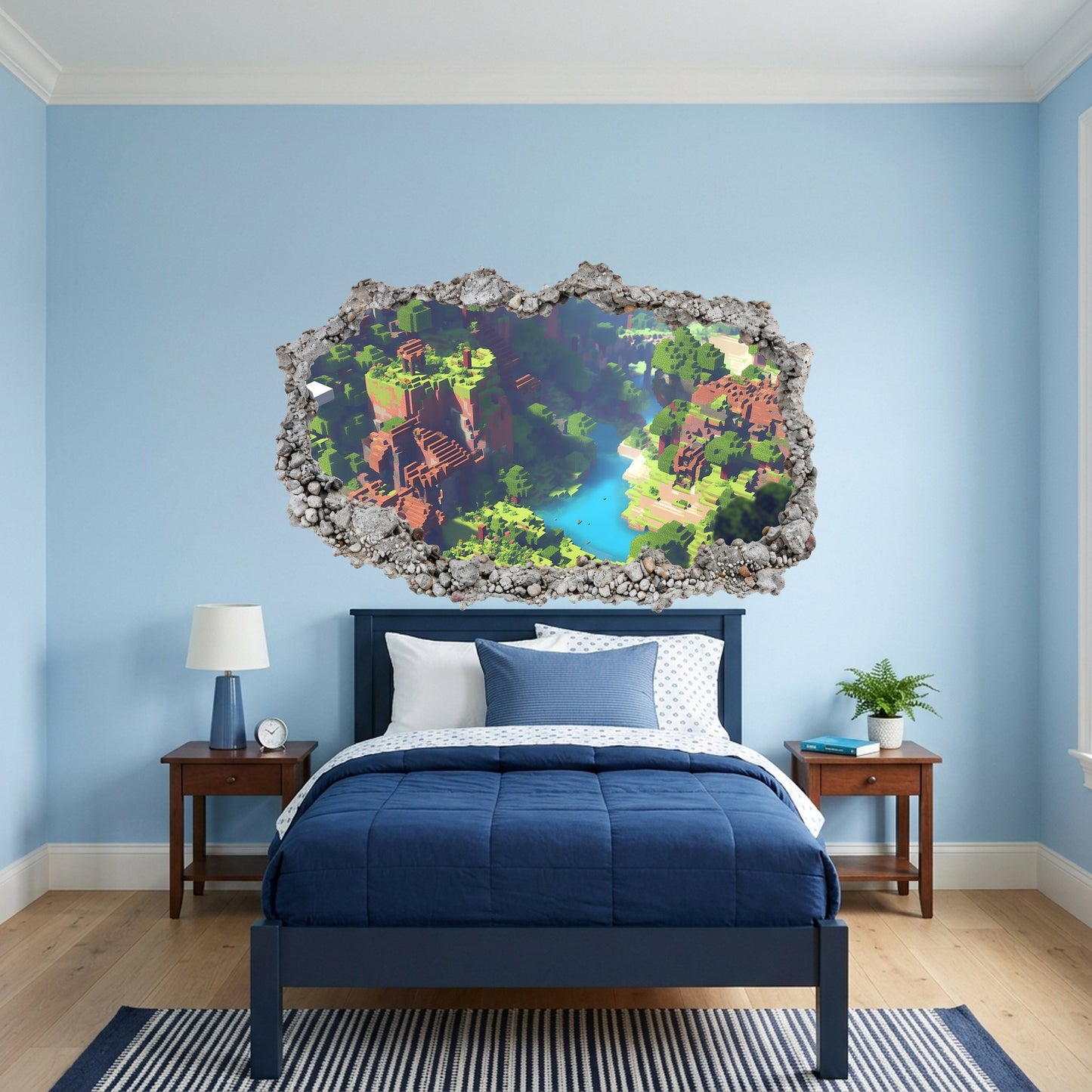 Minecraft Gaming World Smashed Brick Decal Playroom Art Decal 107