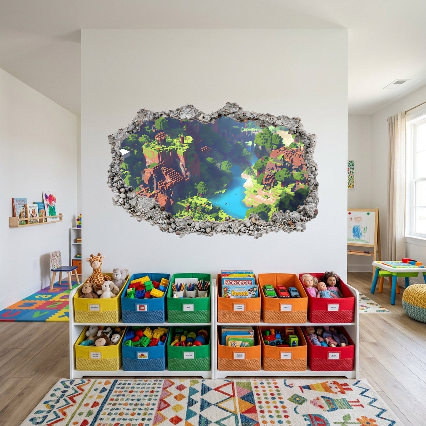 Minecraft Gaming World Smashed Brick Decal Playroom Art Decal 107