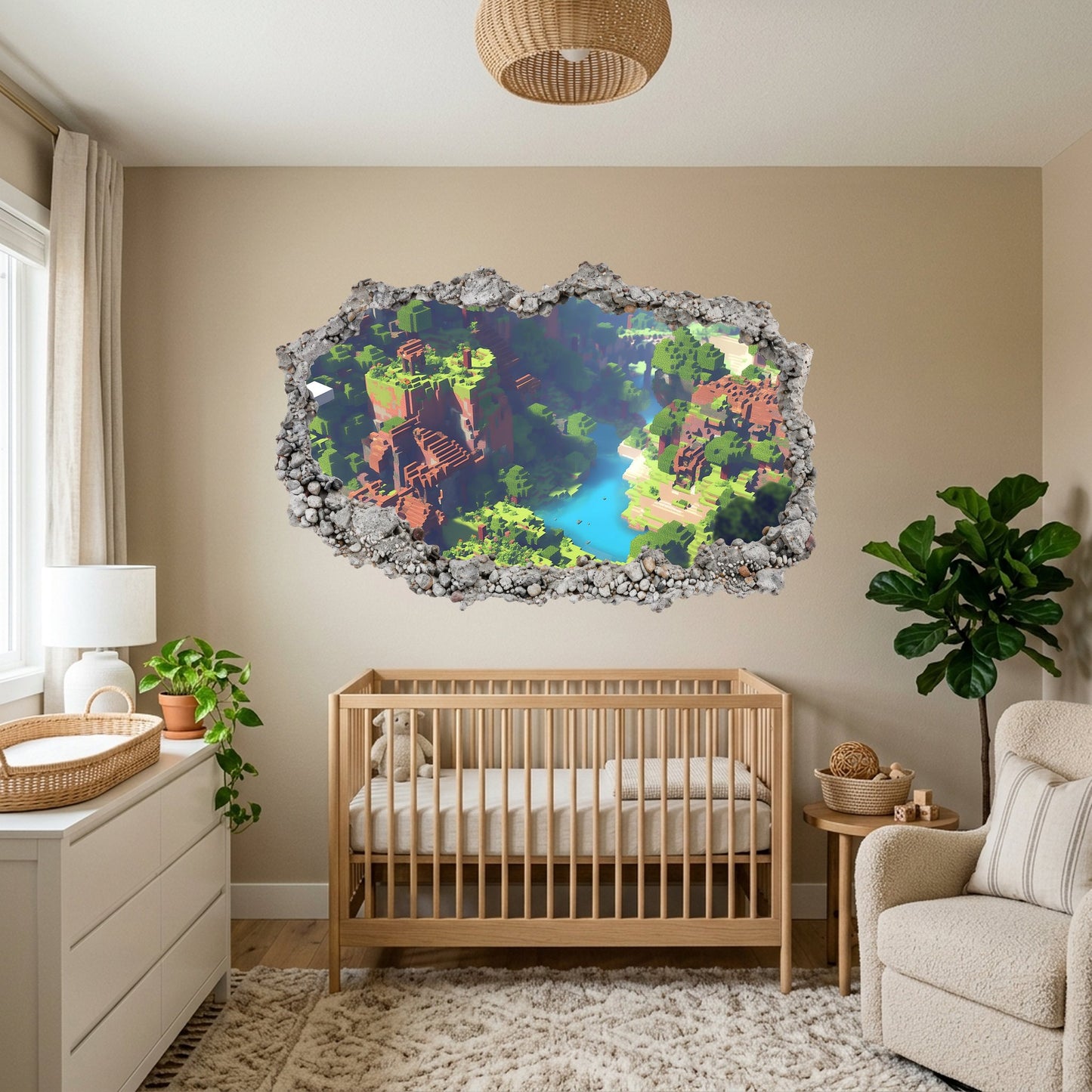 Minecraft Gaming World Smashed Brick Decal Playroom Art Decal 107