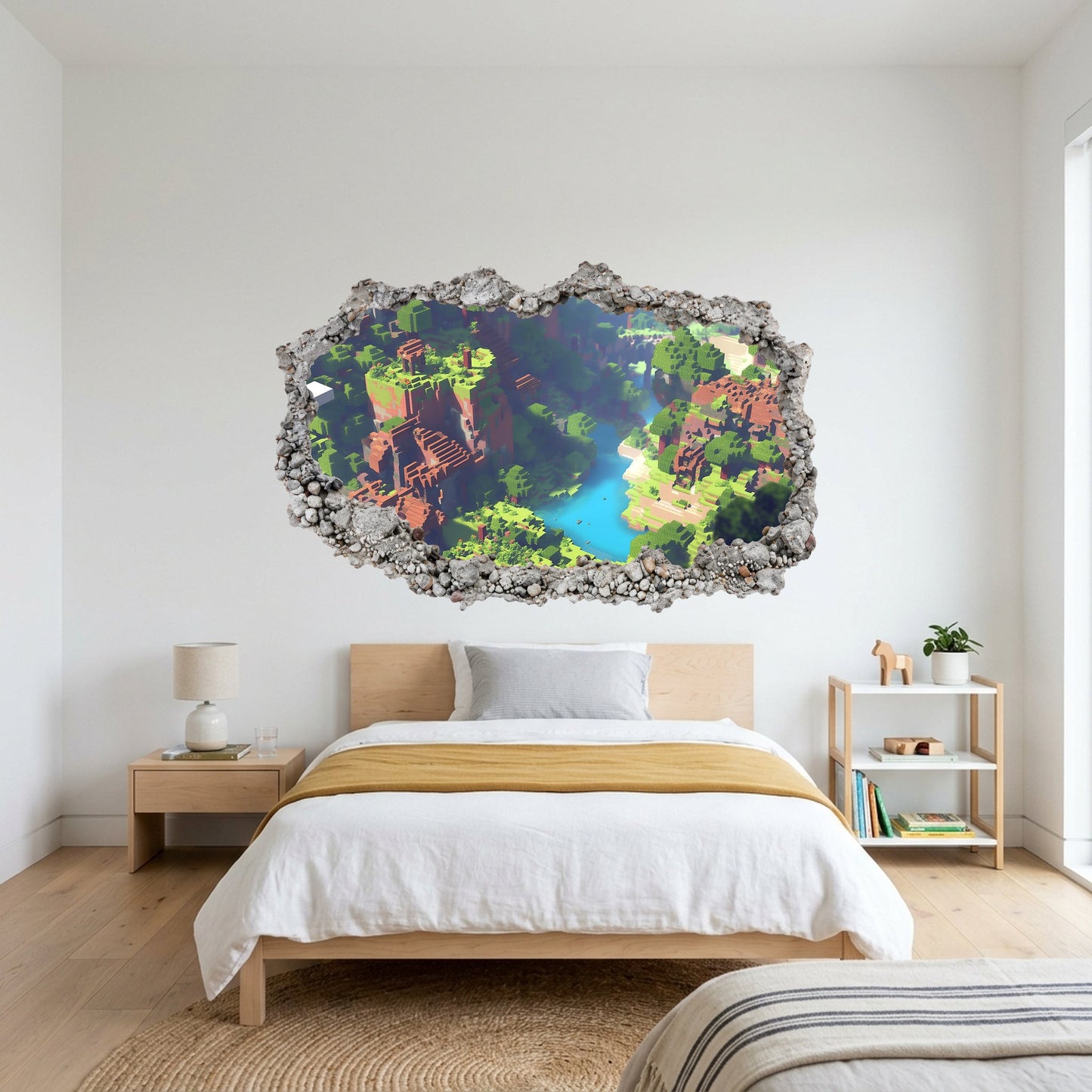 Minecraft Gaming World Smashed Brick Decal Playroom Art Decal 107