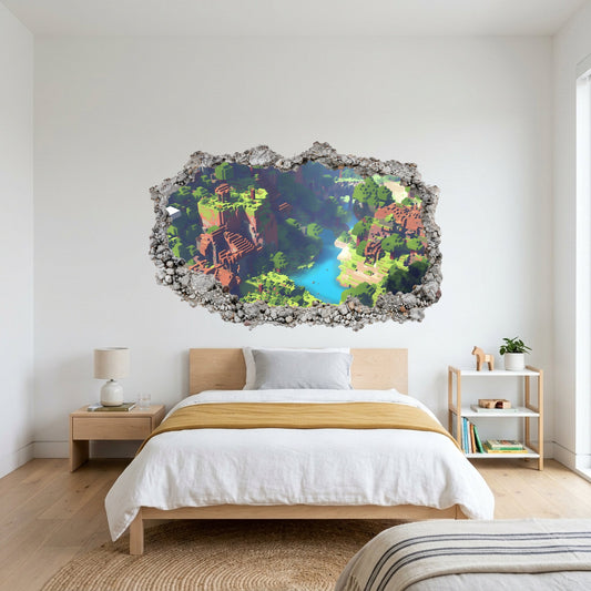 Minecraft Gaming World Smashed Brick Decal Playroom Art Decal 107