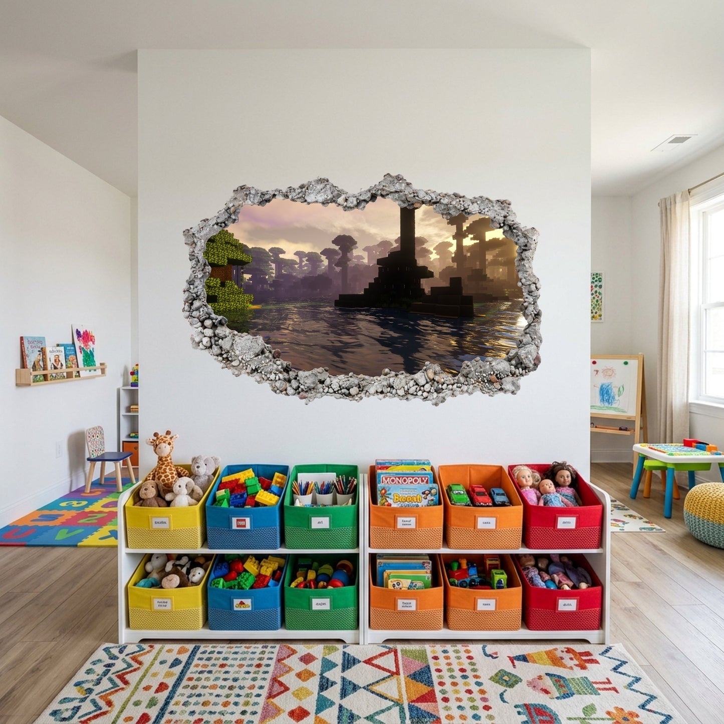 Minecraft Pixel Block World 3D Effect Sticker Playroom Art Decal 160