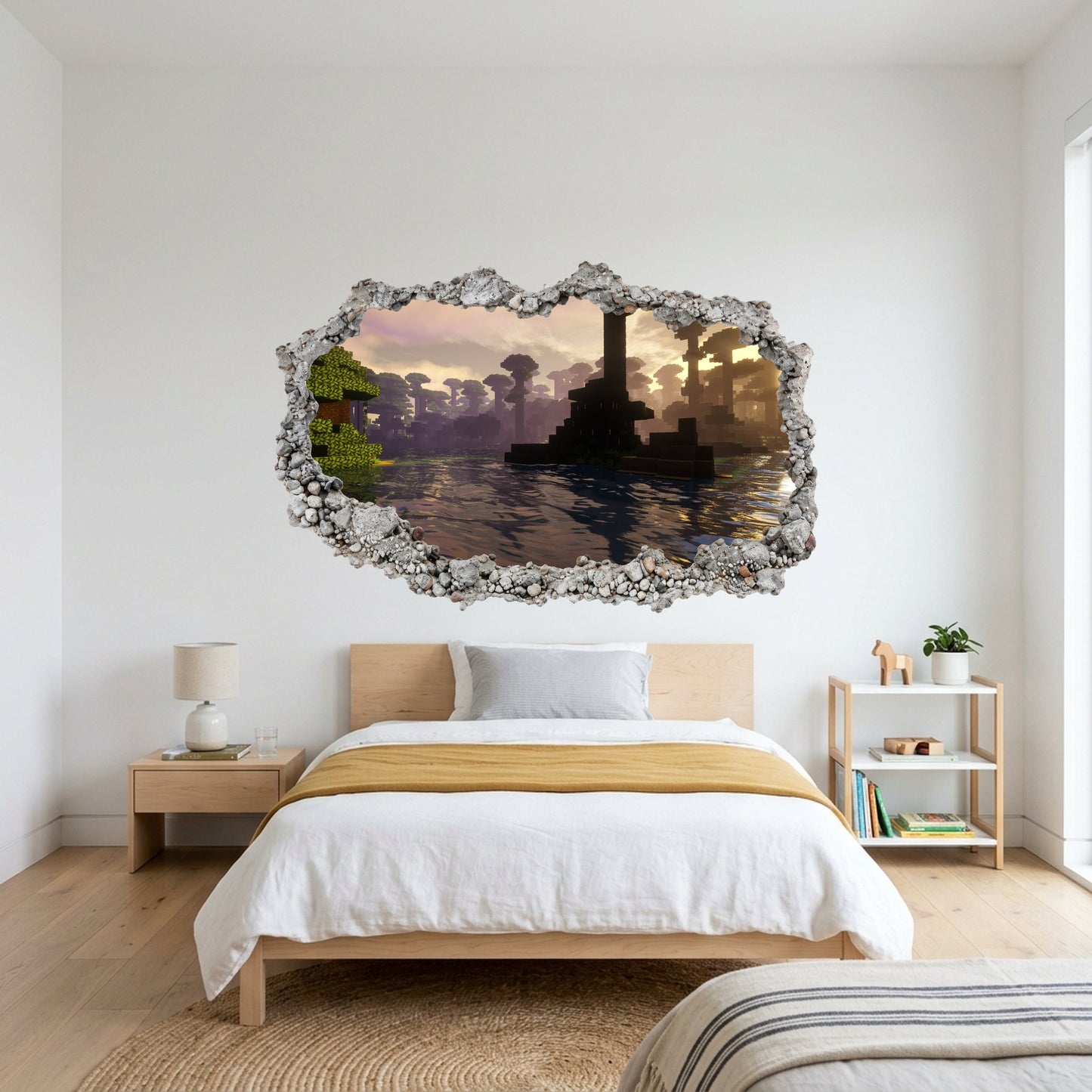 Minecraft Pixel Block World 3D Effect Sticker Playroom Art Decal 160
