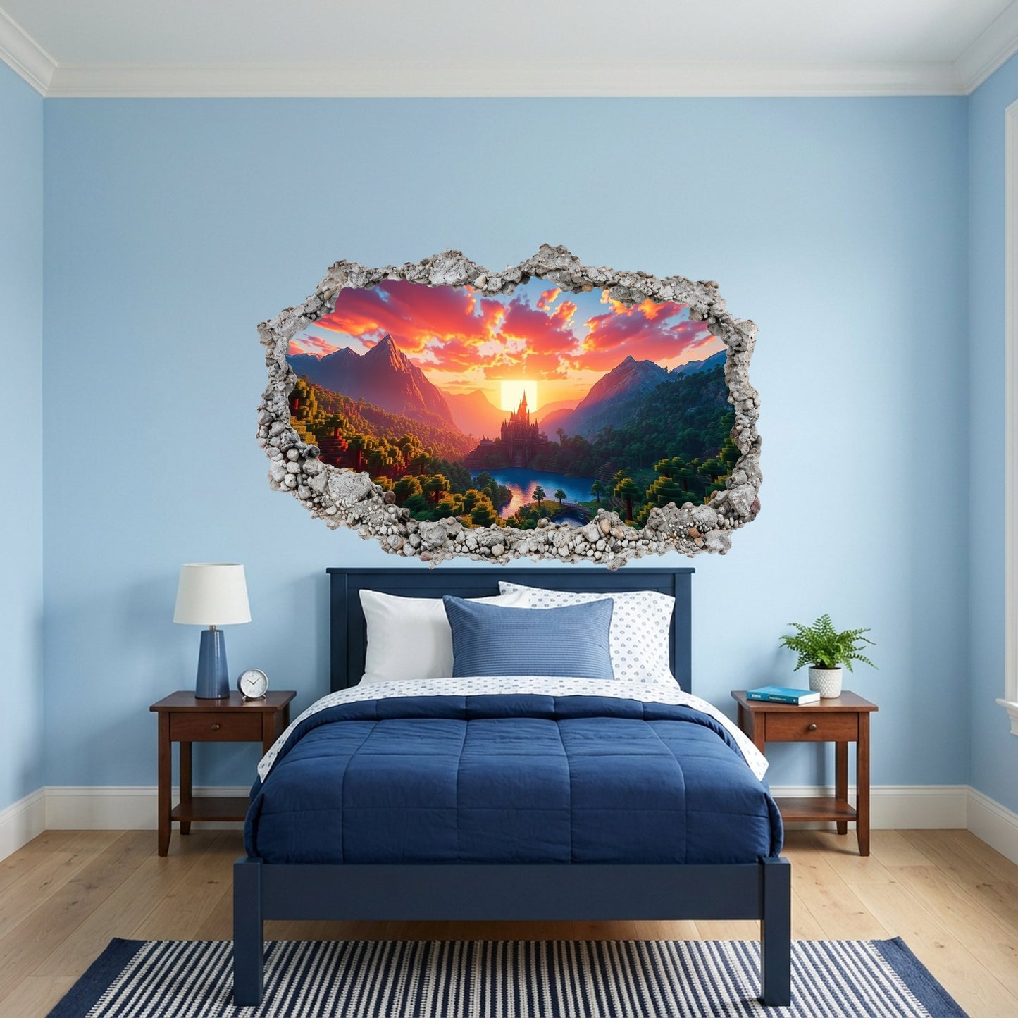 Minecraft Pixel Block World 3D Smashed Wall Decal Bedroom Decor 137