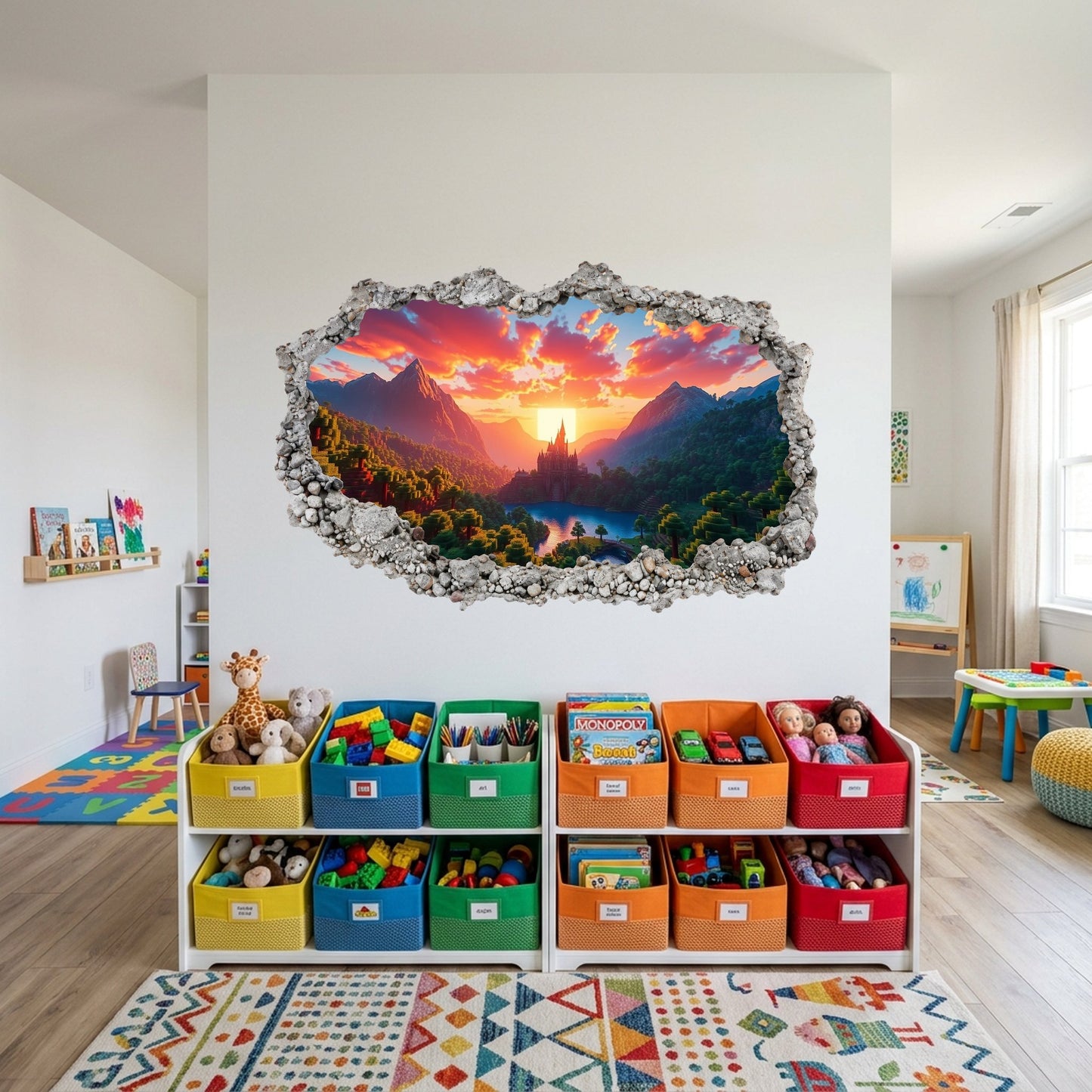 Minecraft Pixel Block World 3D Smashed Wall Decal Bedroom Decor 137