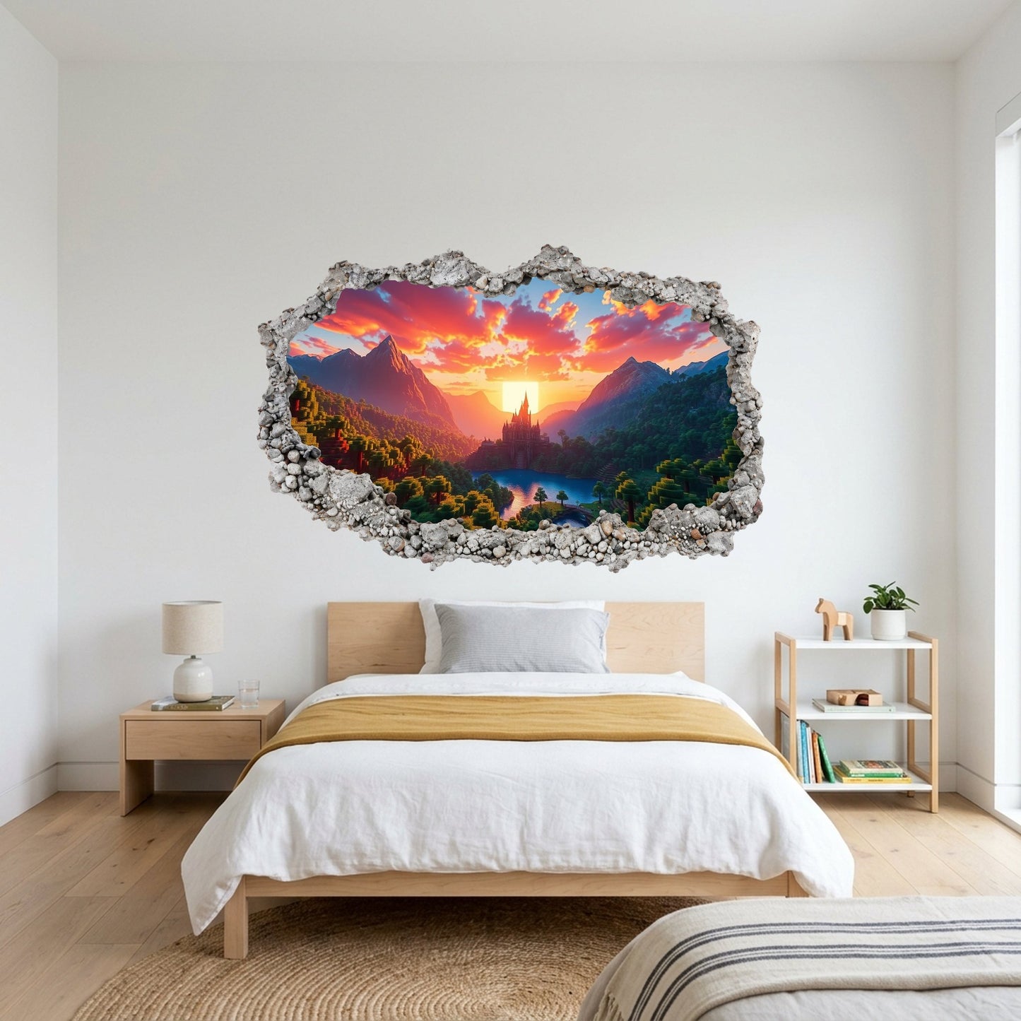 Minecraft Pixel Block World 3D Smashed Wall Decal Bedroom Decor 137