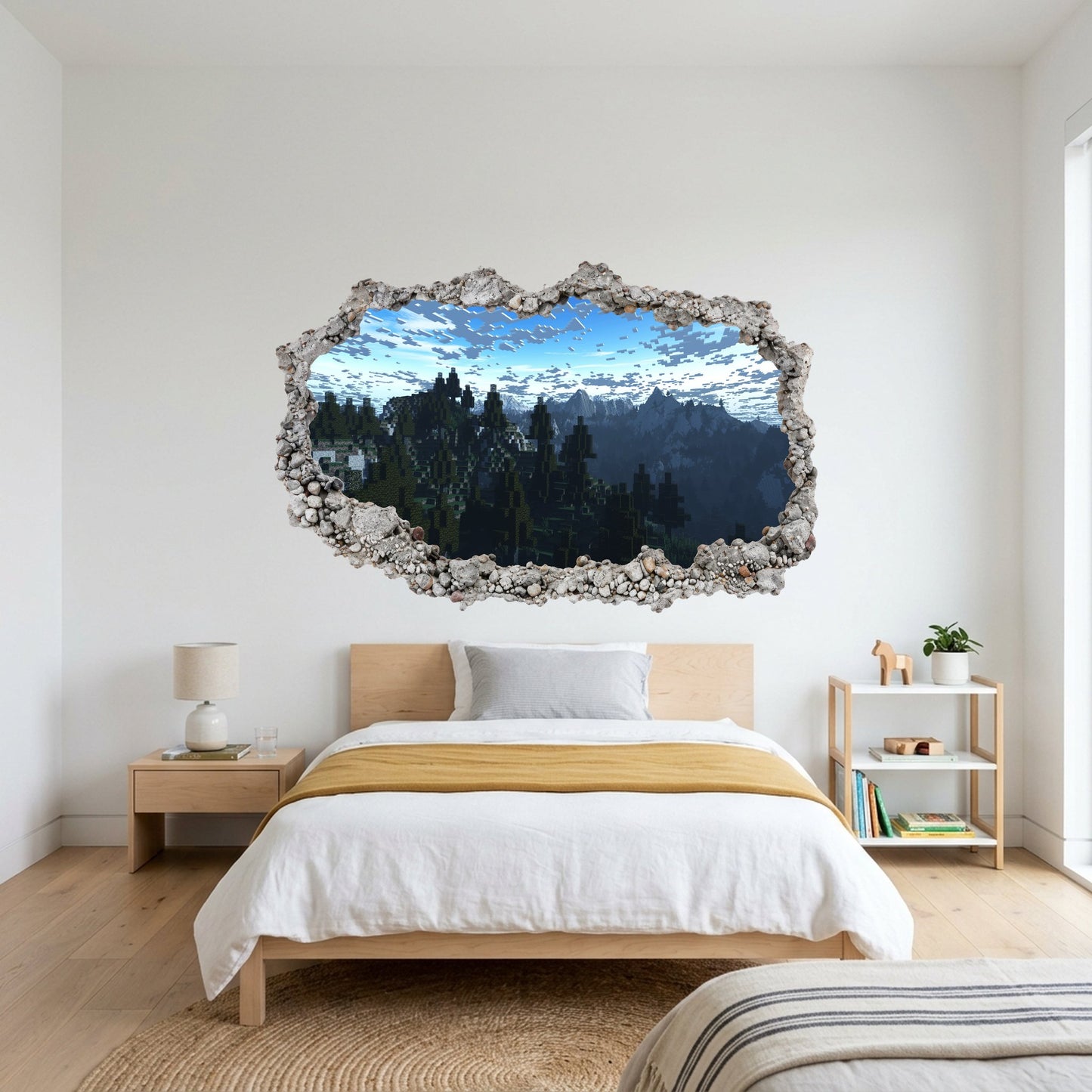 Minecraft Pixel Block World 3D Smashed Wall Decal Bedroom Decor 141