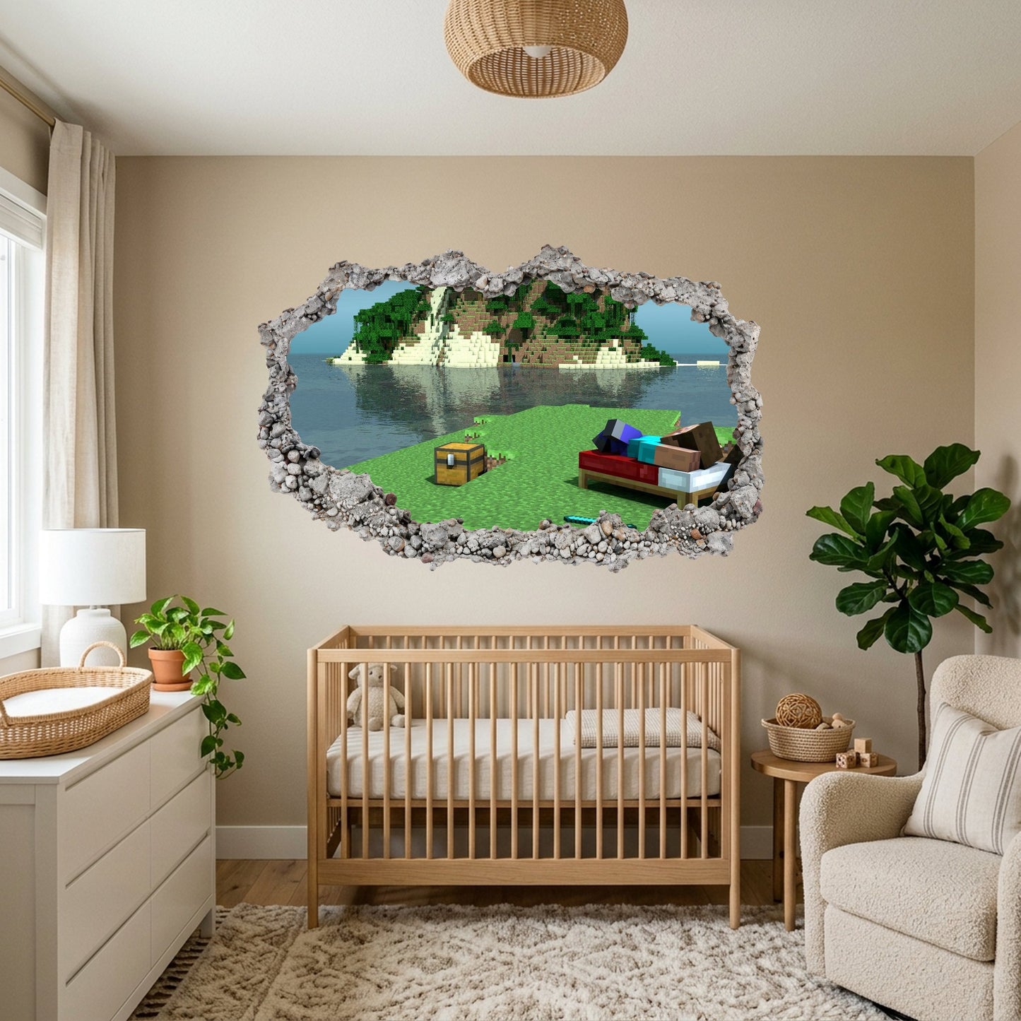 Minecraft Pixel Block World Nursery Wall Art Bedroom Decor 133