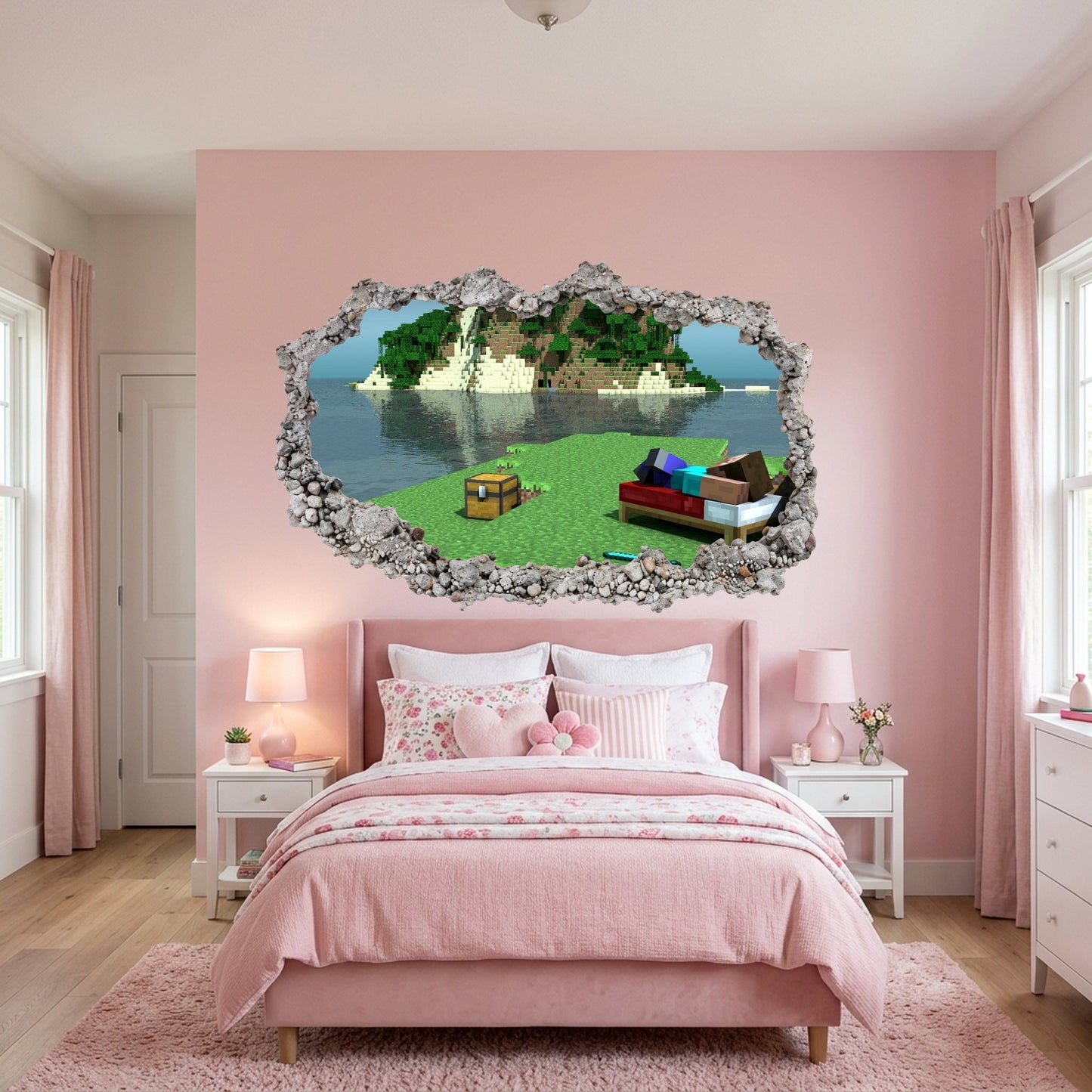 Minecraft Pixel Block World Nursery Wall Art Bedroom Decor 133