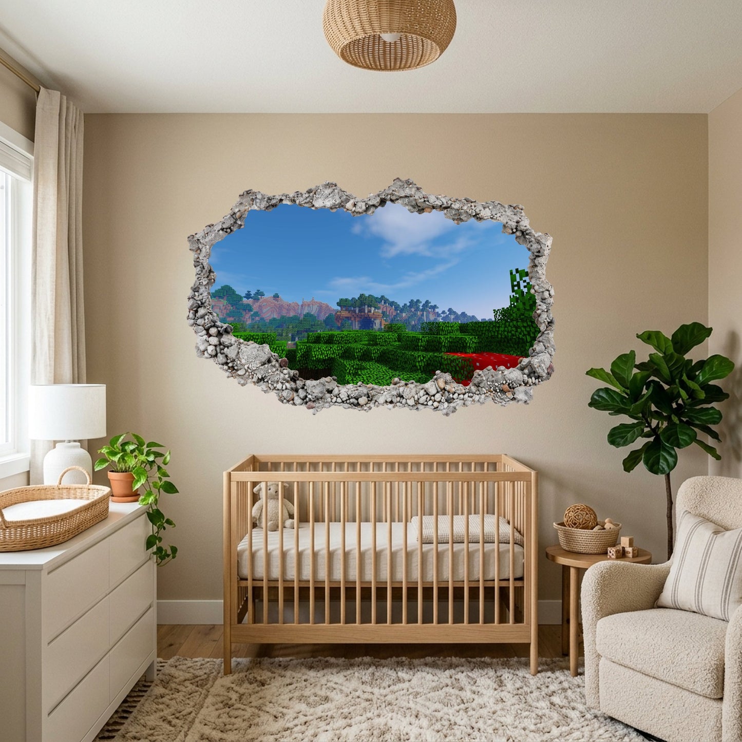 Minecraft Pixel Block World Nursery Wall Art Vinyl Mural 111