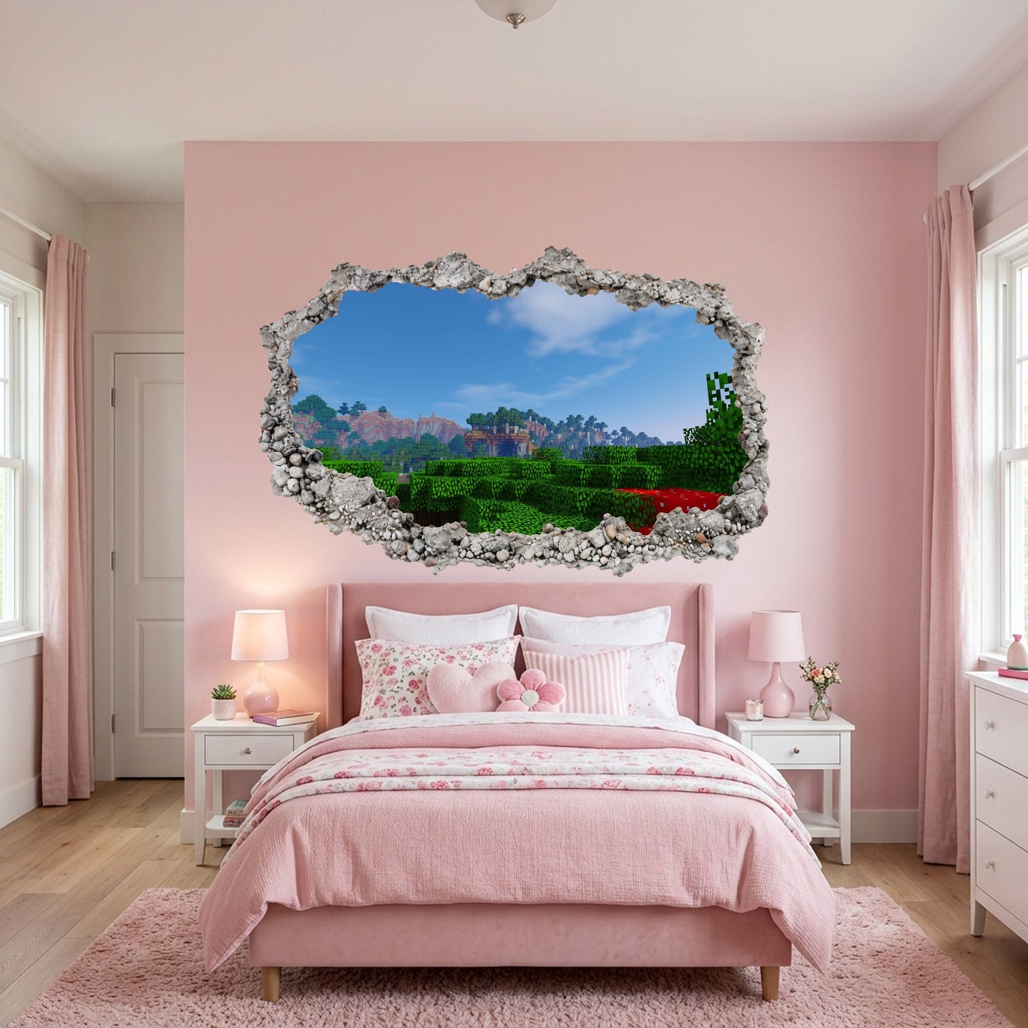 Minecraft Pixel Block World Nursery Wall Art Vinyl Mural 111