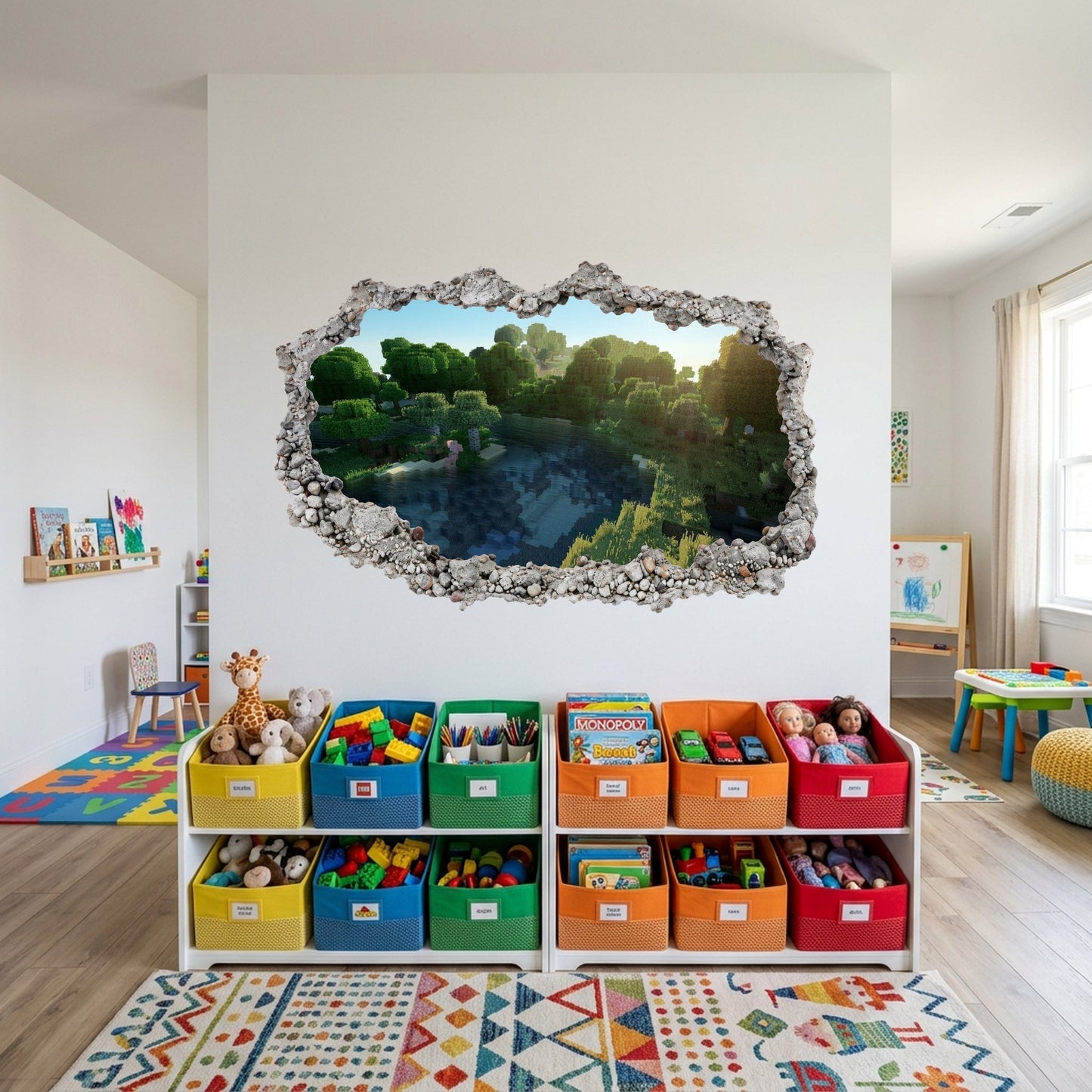 Minecraft Pixel Block World Playroom Art Decal 3D Effect Sticker 120