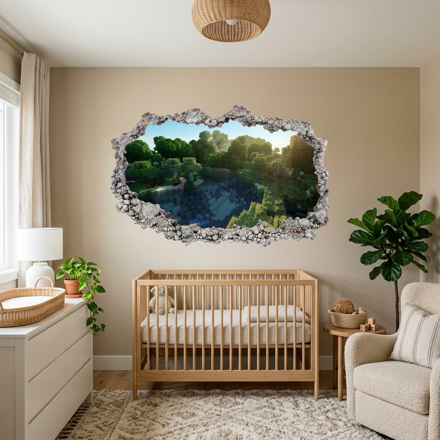Minecraft Pixel Block World Playroom Art Decal 3D Effect Sticker 120