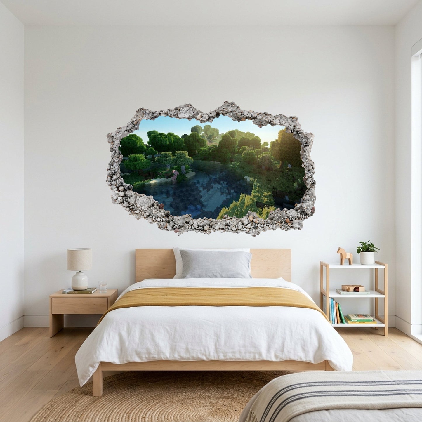 Minecraft Pixel Block World Playroom Art Decal 3D Effect Sticker 120