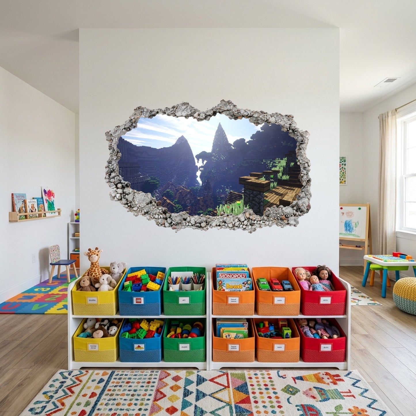 Minecraft Pixel Block World Smashed Brick Decal Kids Room Decor 116