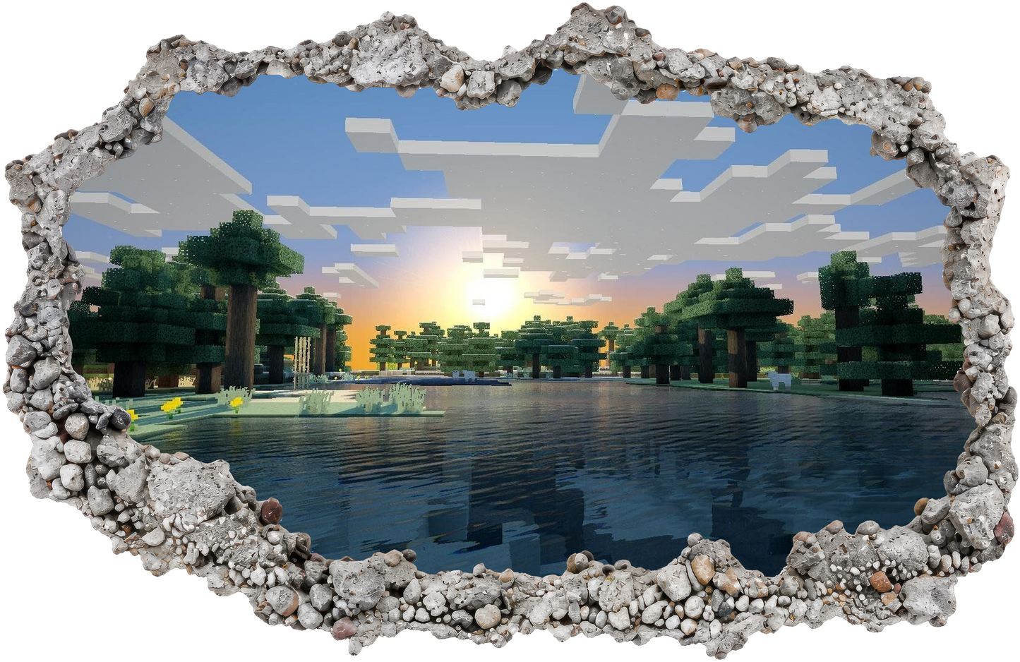 Minecraft Pixel Block World Vinyl Mural Bedroom Decor 108
