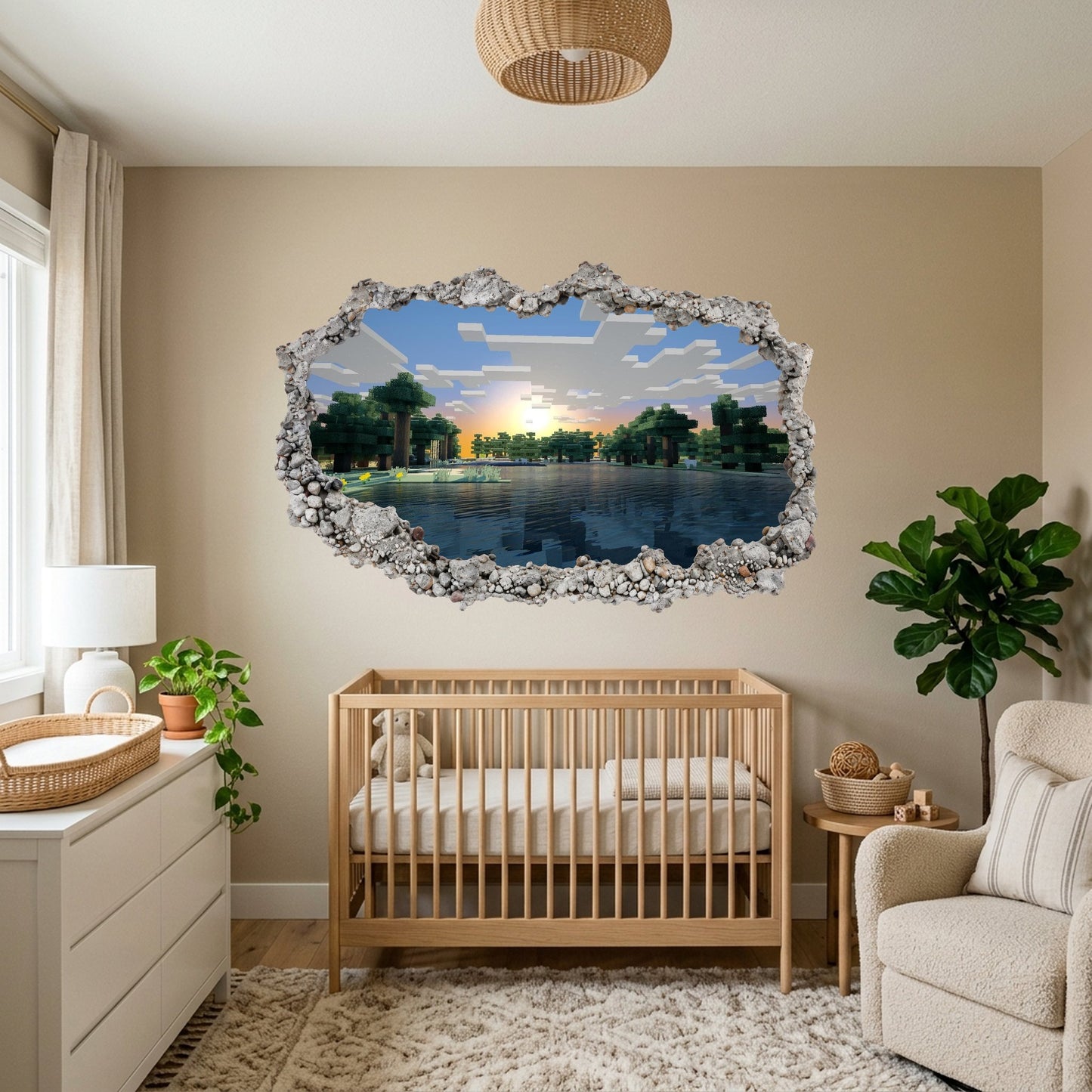Minecraft Pixel Block World Vinyl Mural Bedroom Decor 108