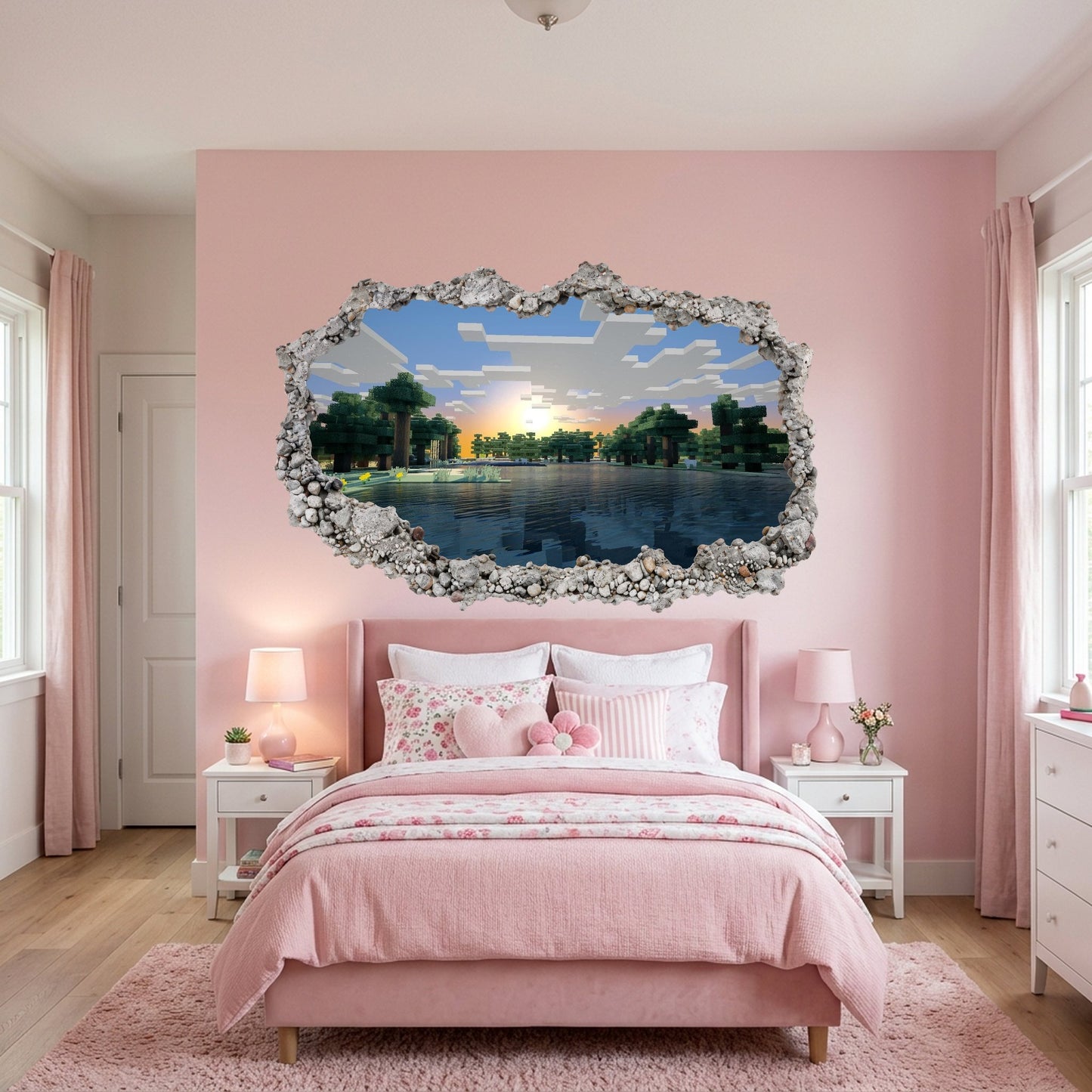 Minecraft Pixel Block World Vinyl Mural Bedroom Decor 108