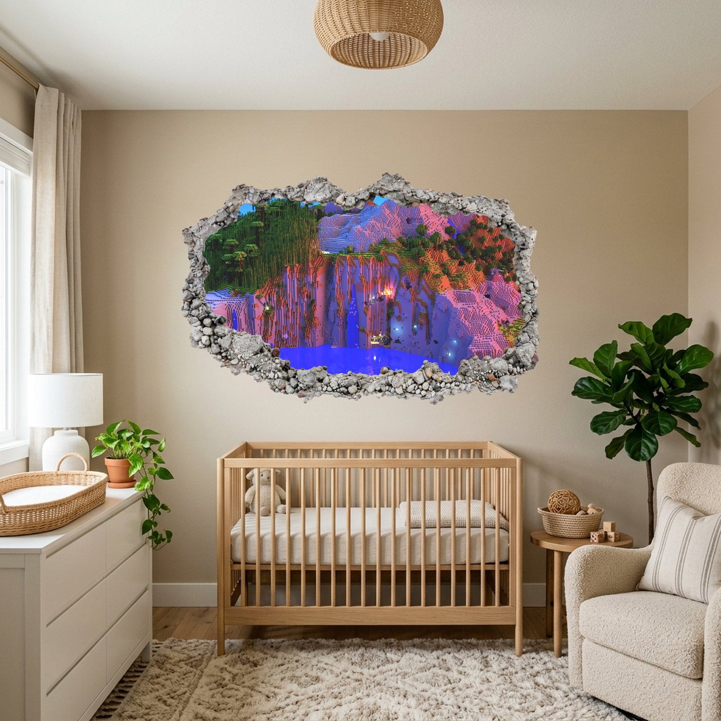 Minecraft Steve Creepers 3D Effect Sticker Bedroom Decor 139