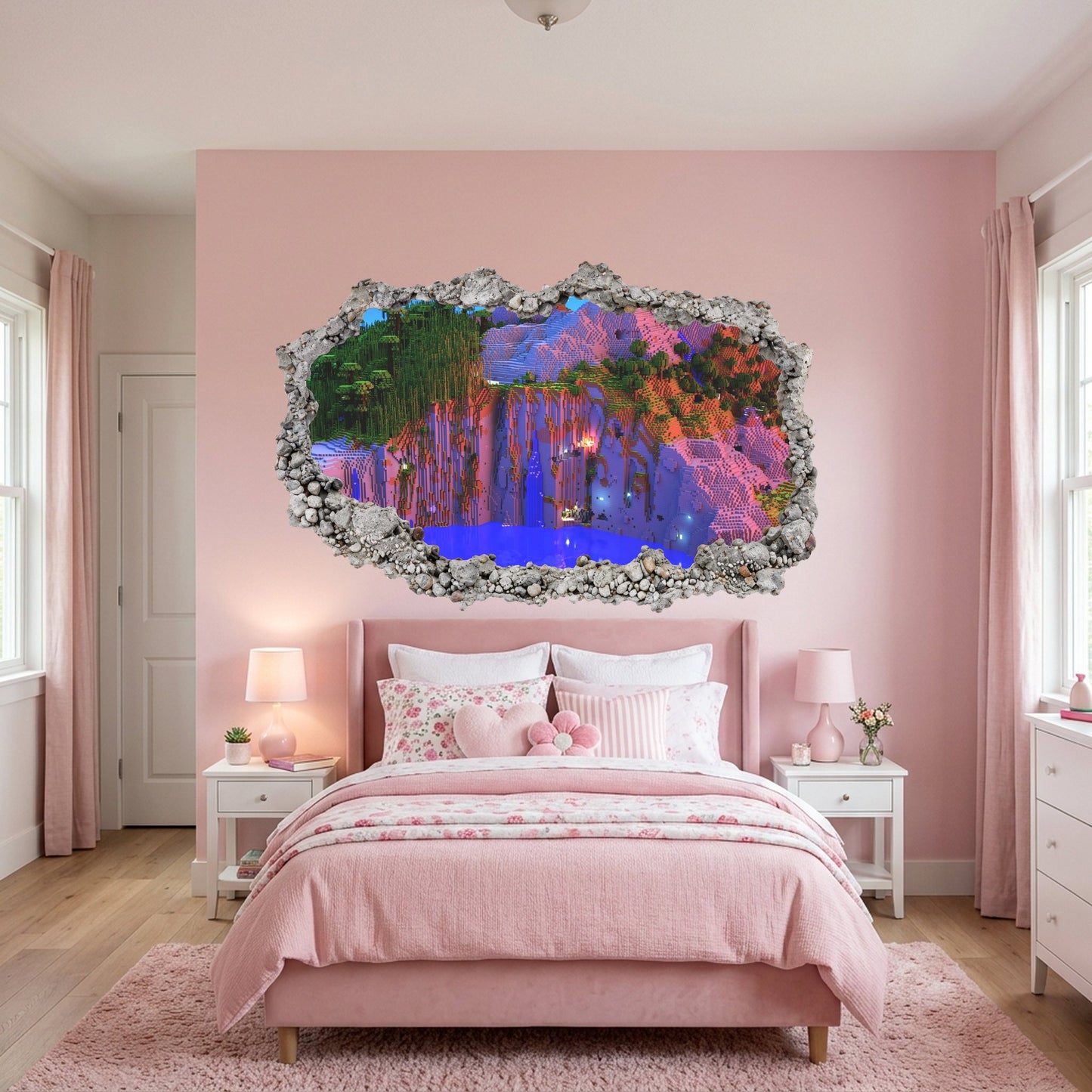 Minecraft Steve Creepers 3D Effect Sticker Bedroom Decor 139