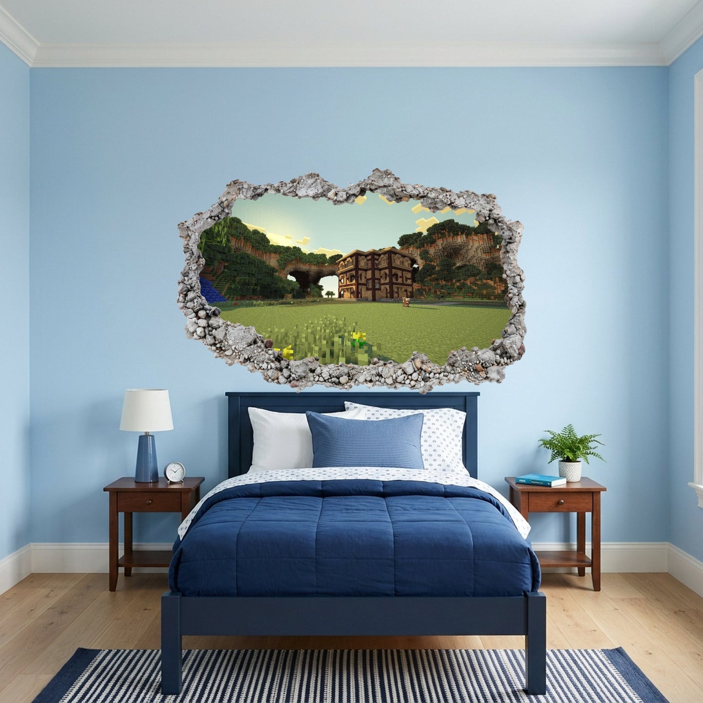 Minecraft Steve Creepers 3D Smashed Wall Decal Bedroom Decor 131