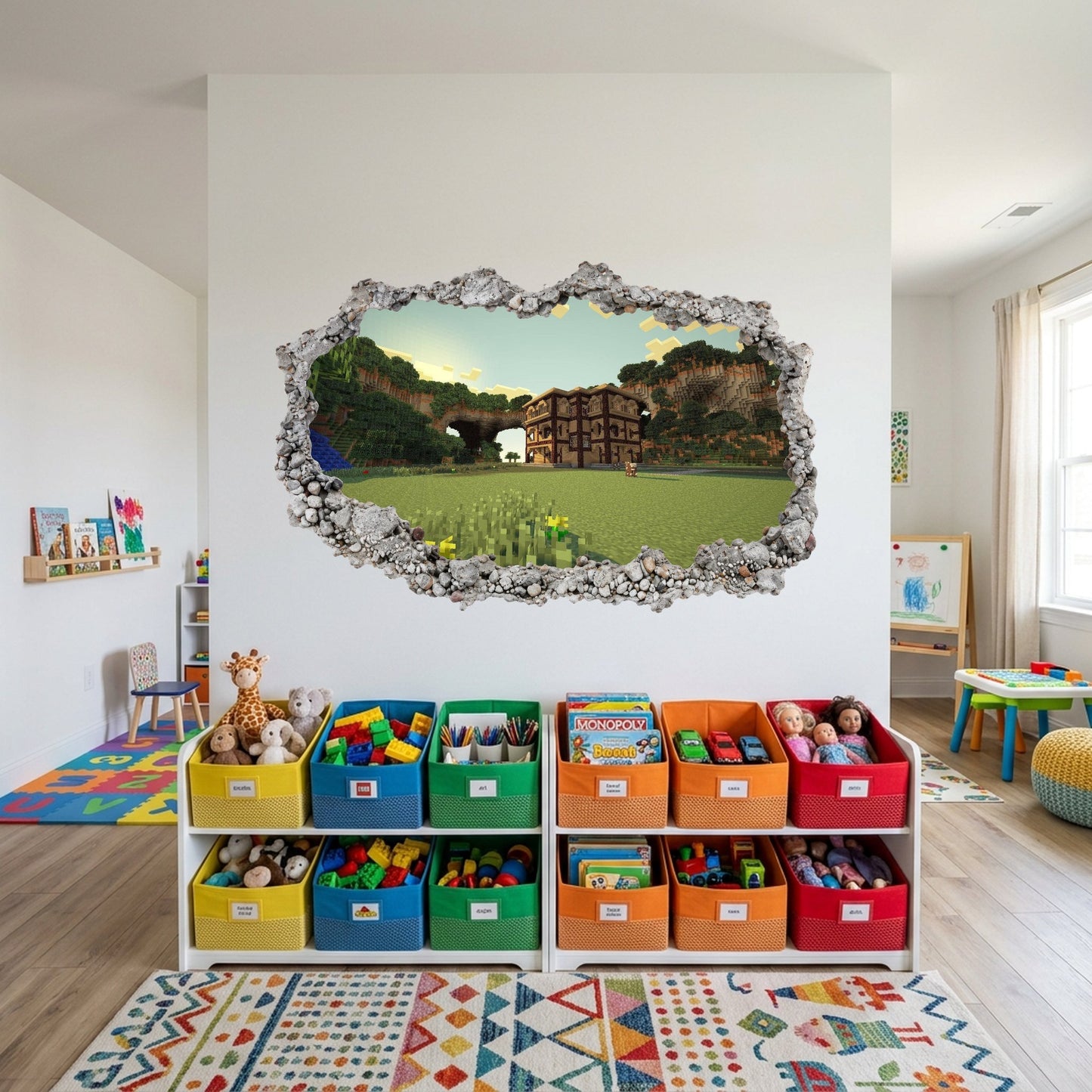 Minecraft Steve Creepers 3D Smashed Wall Decal Bedroom Decor 131
