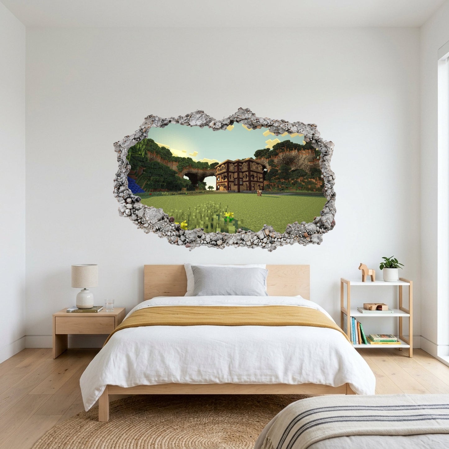 Minecraft Steve Creepers 3D Smashed Wall Decal Bedroom Decor 131