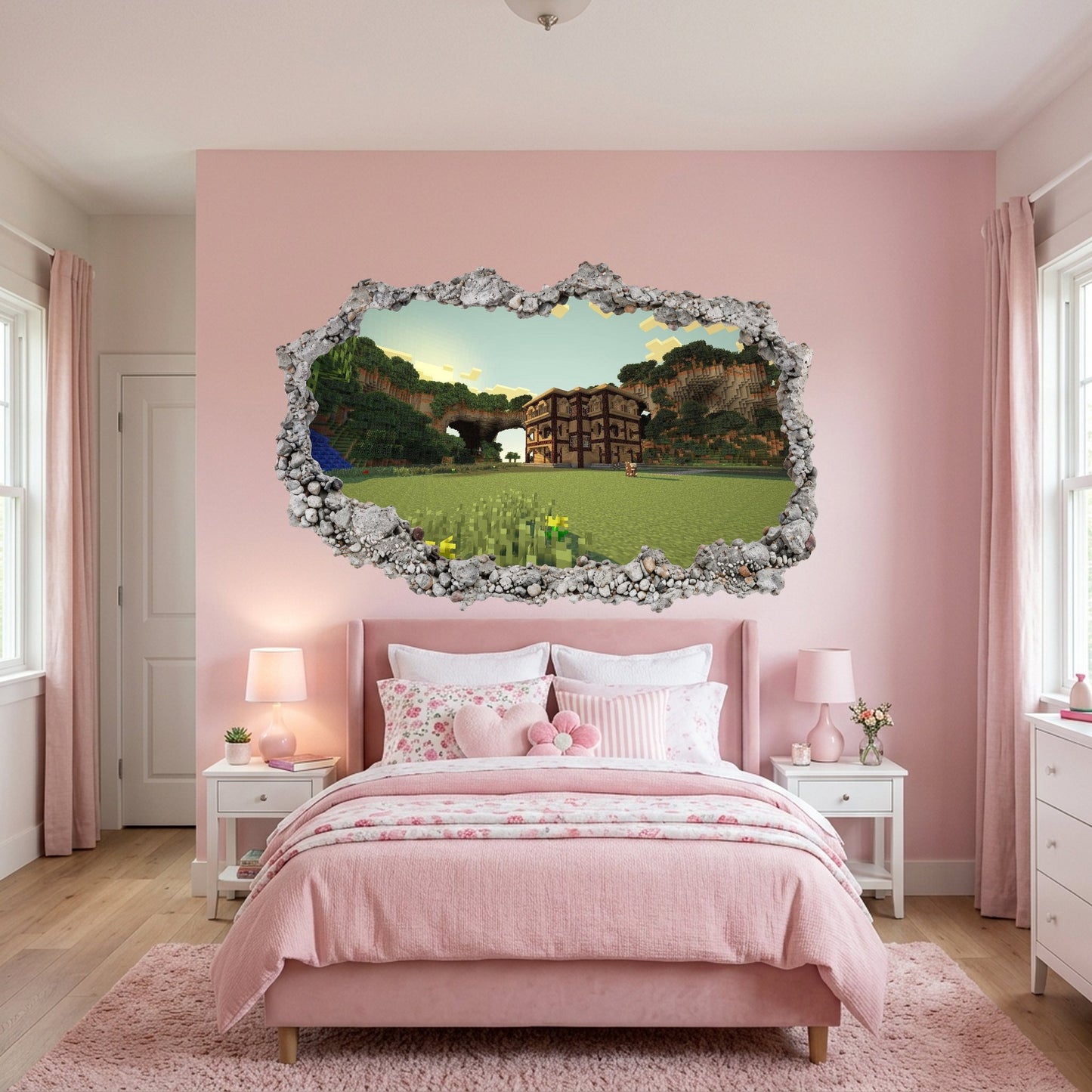 Minecraft Steve Creepers 3D Smashed Wall Decal Bedroom Decor 131